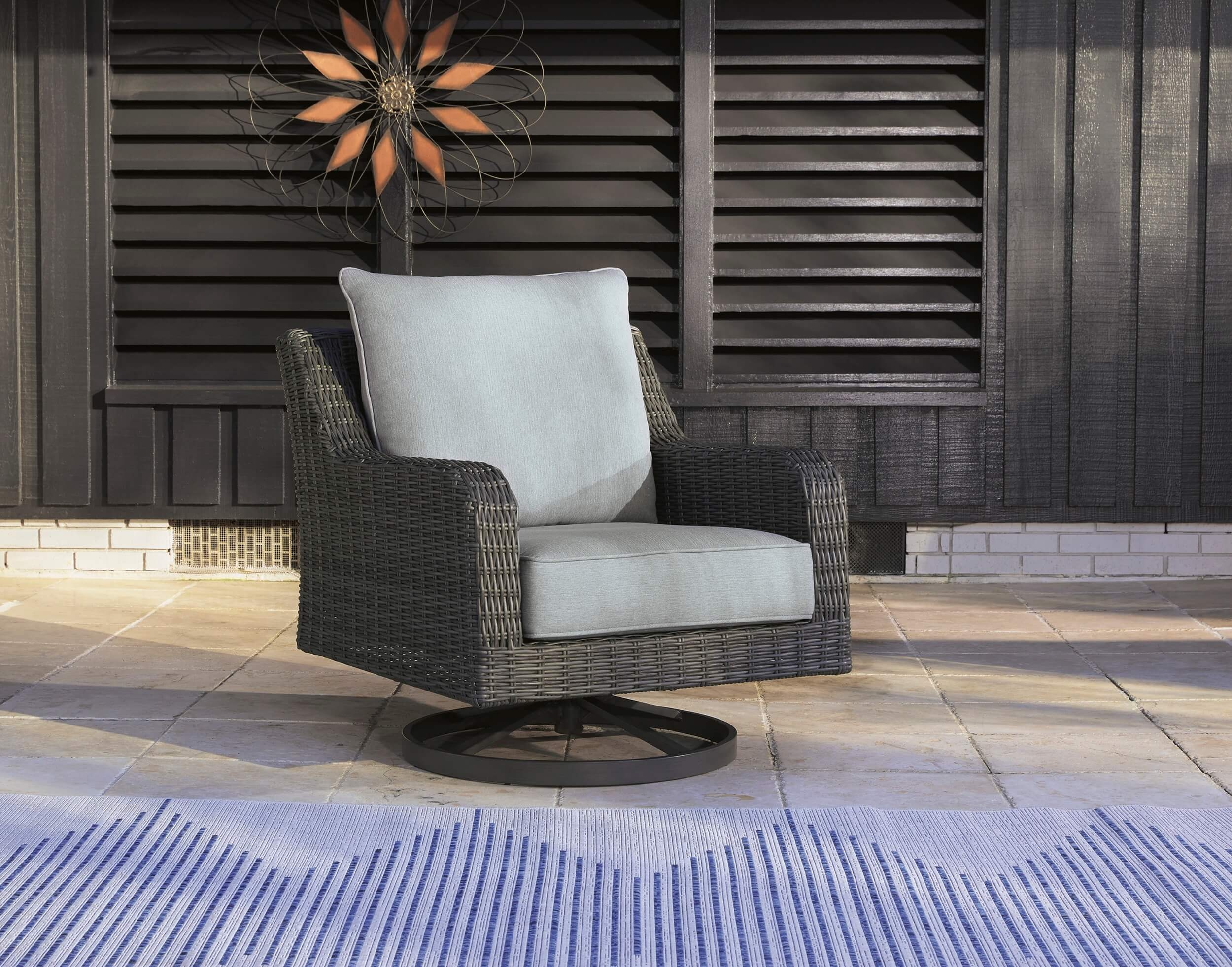 Elite Park Outdoor Nuvella Fabric/Resin Wicker Set w/Pillows