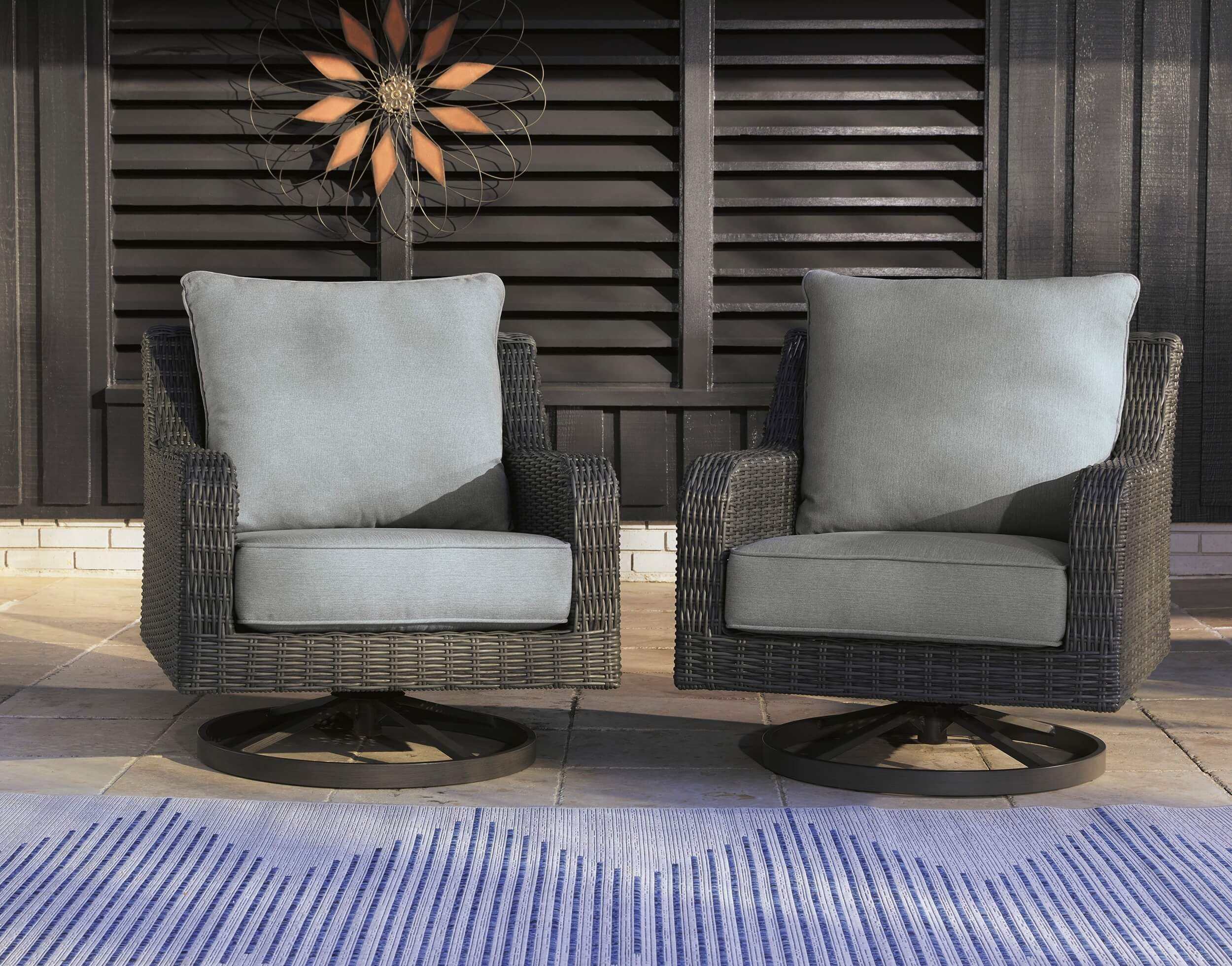 Elite Park Outdoor Nuvella Fabric/Resin Wicker Swivel Lounge Chair