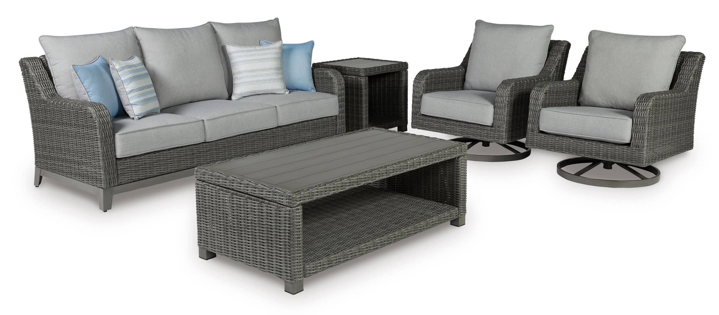 Elite Park Outdoor Nuvella Fabric/Resin Wicker Set w/Pillows