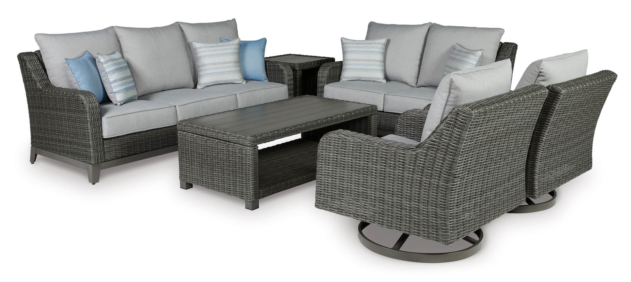 Elite Park Outdoor Nuvella Fabric/Resin Wicker Set w/Pillows