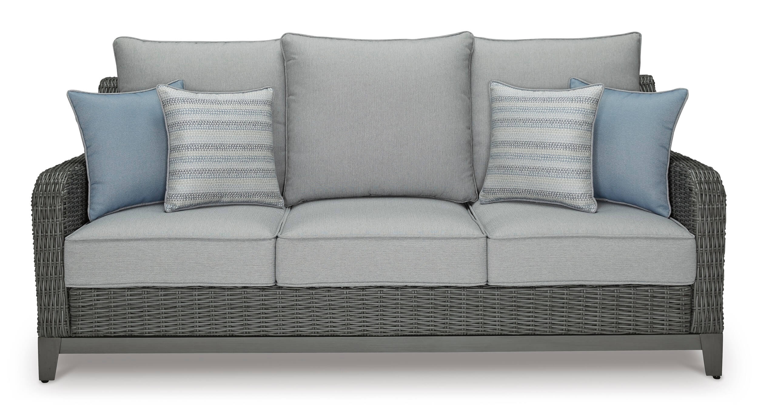 Elite Park Outdoor Nuvella Fabric/Resin Wicker Sofa w/4 Pillows