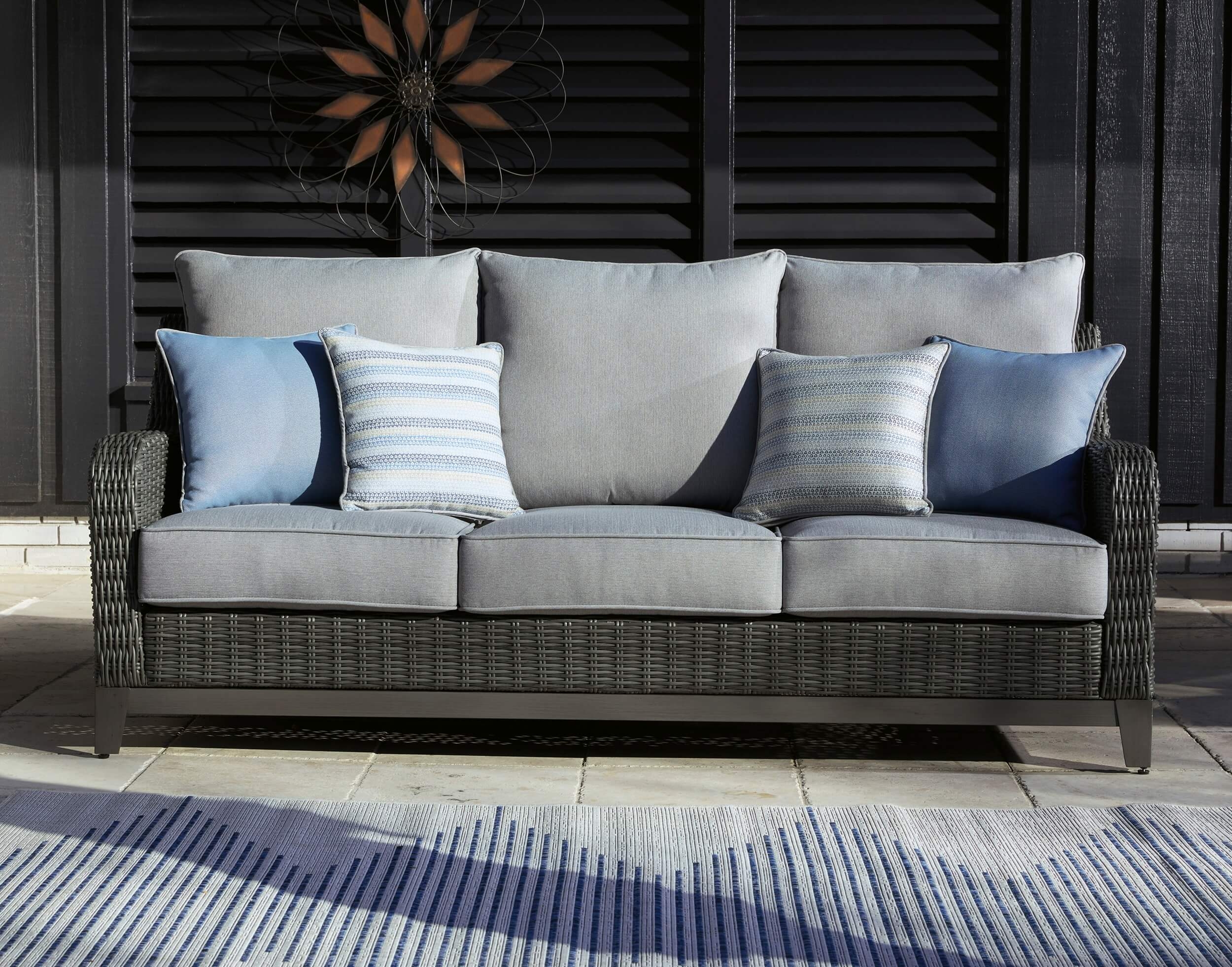 Elite Park Outdoor Nuvella Fabric/Resin Wicker Set w/Pillows
