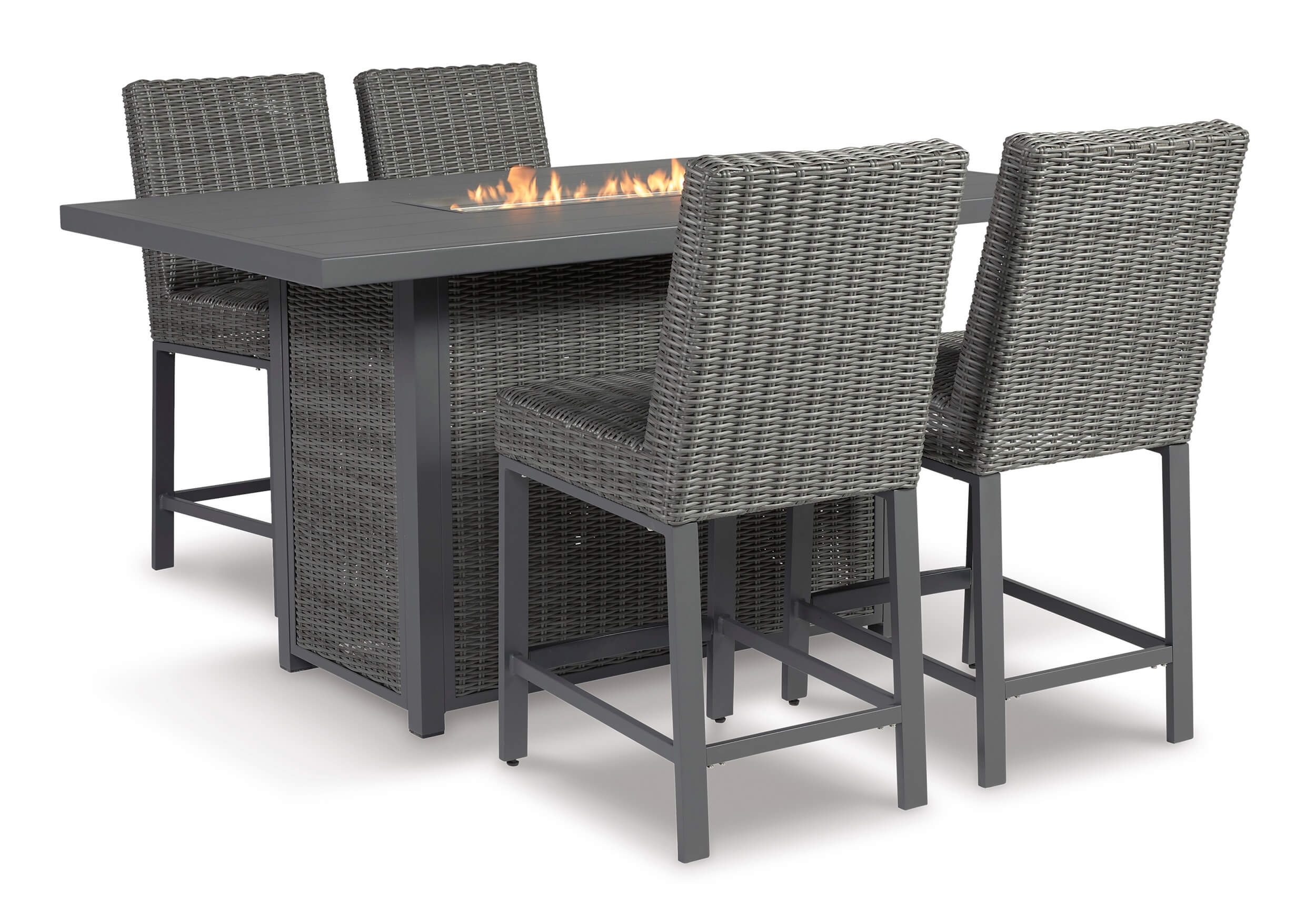Palazzo Outdoor Resin Wicker Bar Table Set w/Fire Pit