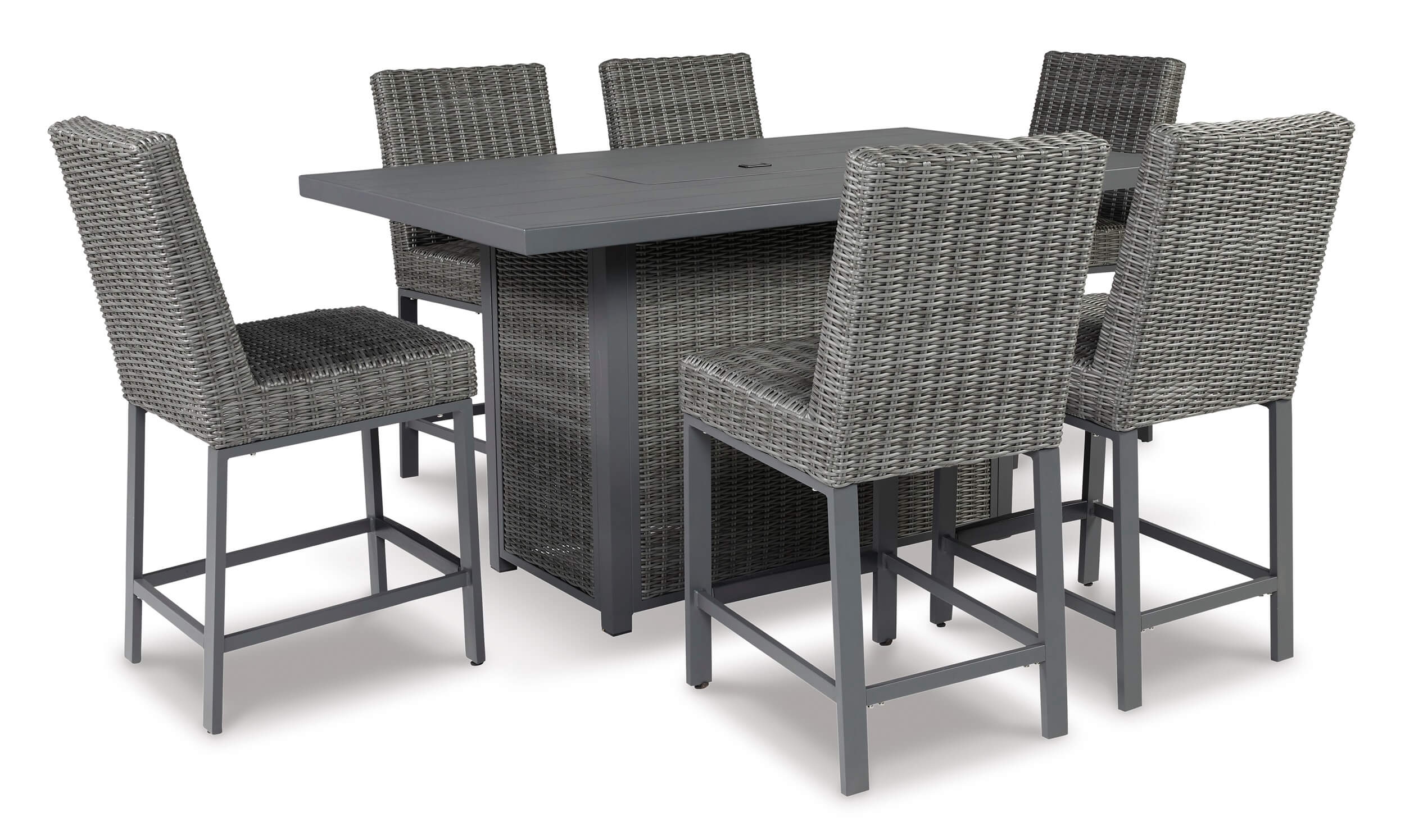 Palazzo Outdoor Resin Wicker Bar Table Set w/Fire Pit