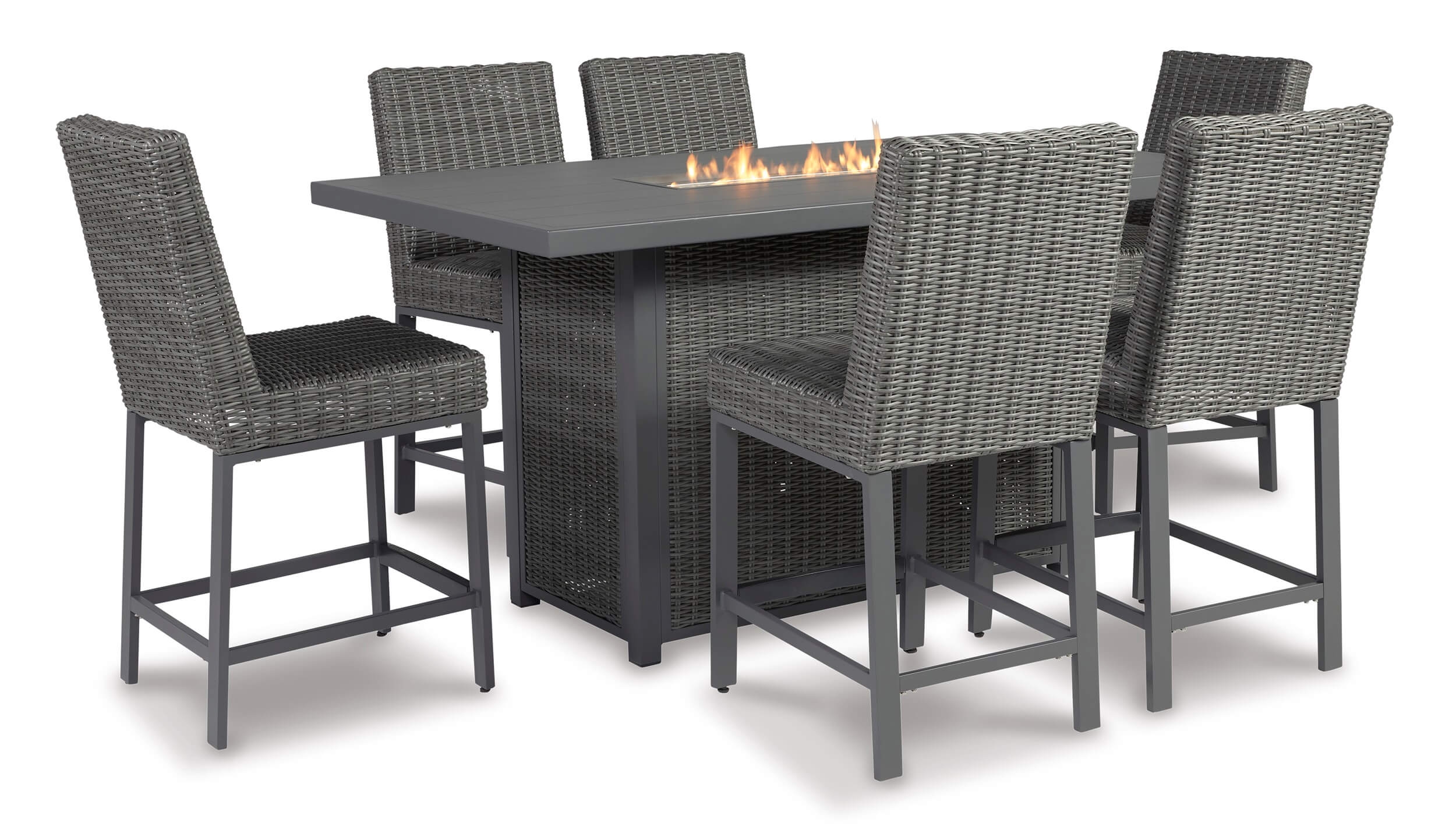 Palazzo Outdoor Resin Wicker Bar Table Set w/Fire Pit