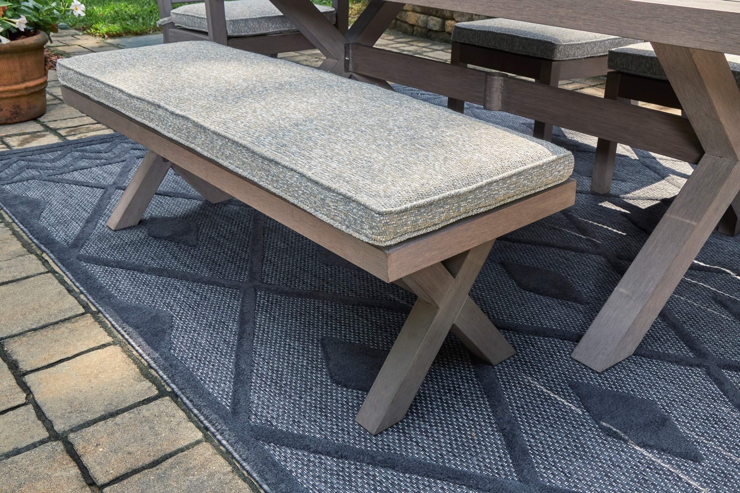 Hillside Barn Outdoor Nuvella Fabric/Weatherwood Dining Bench