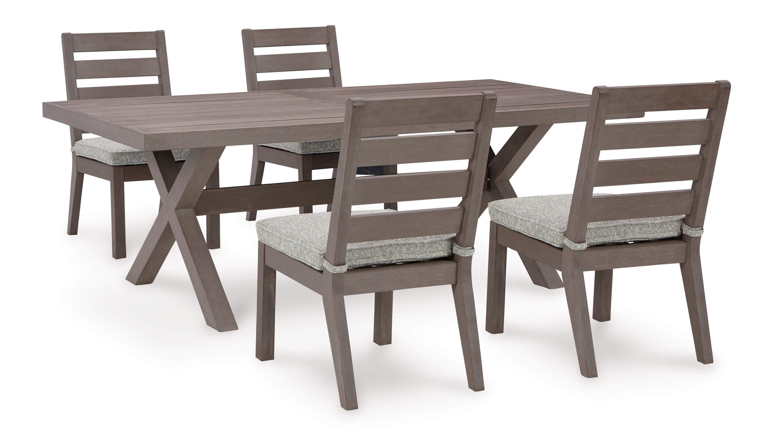 Hillside Barn Outdoor Nuvella Fabric/Weatherwood Dining Set