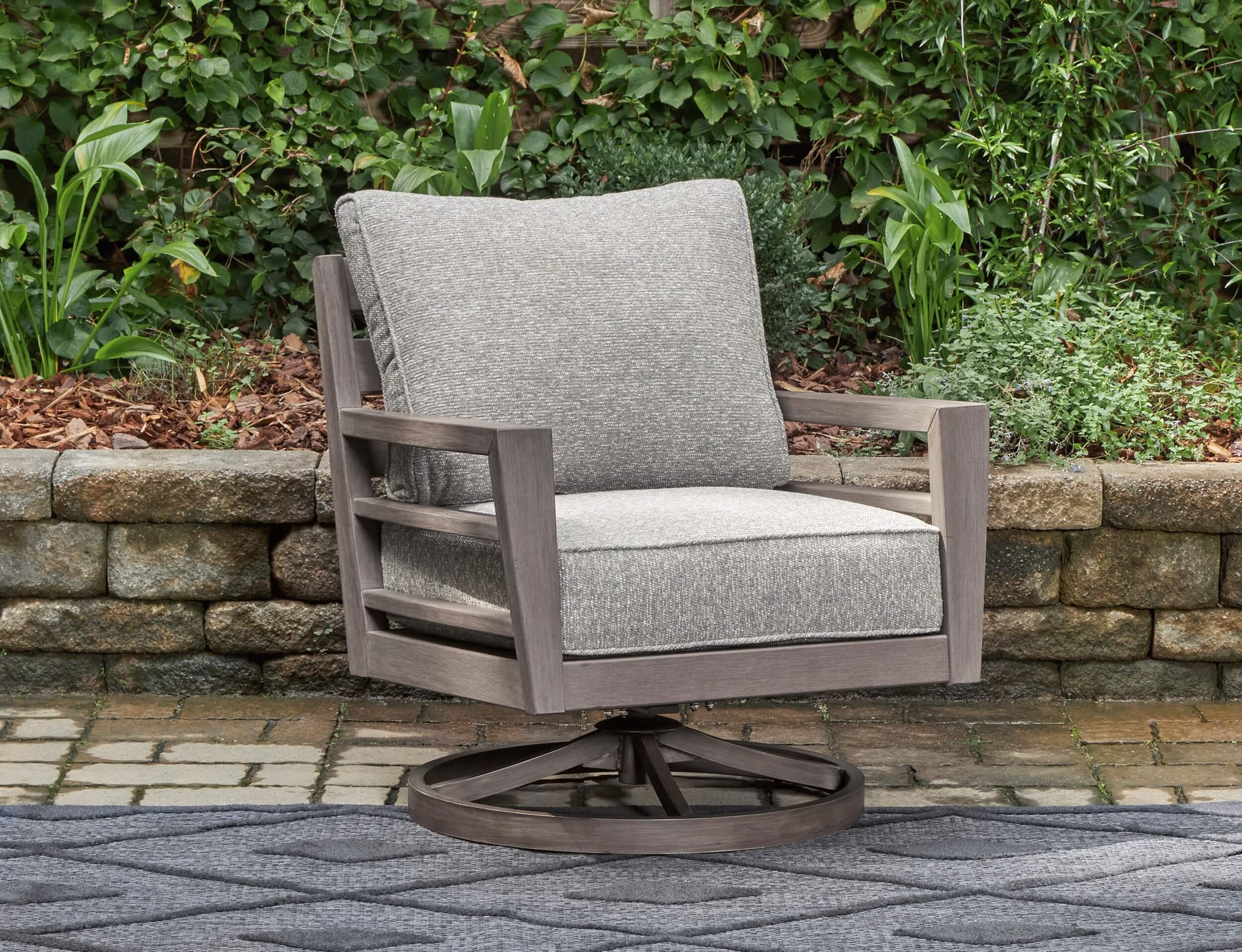 Hillside Barn Outdoor Nuvella Fabric/Weatherwood Swivel Lounge Chair