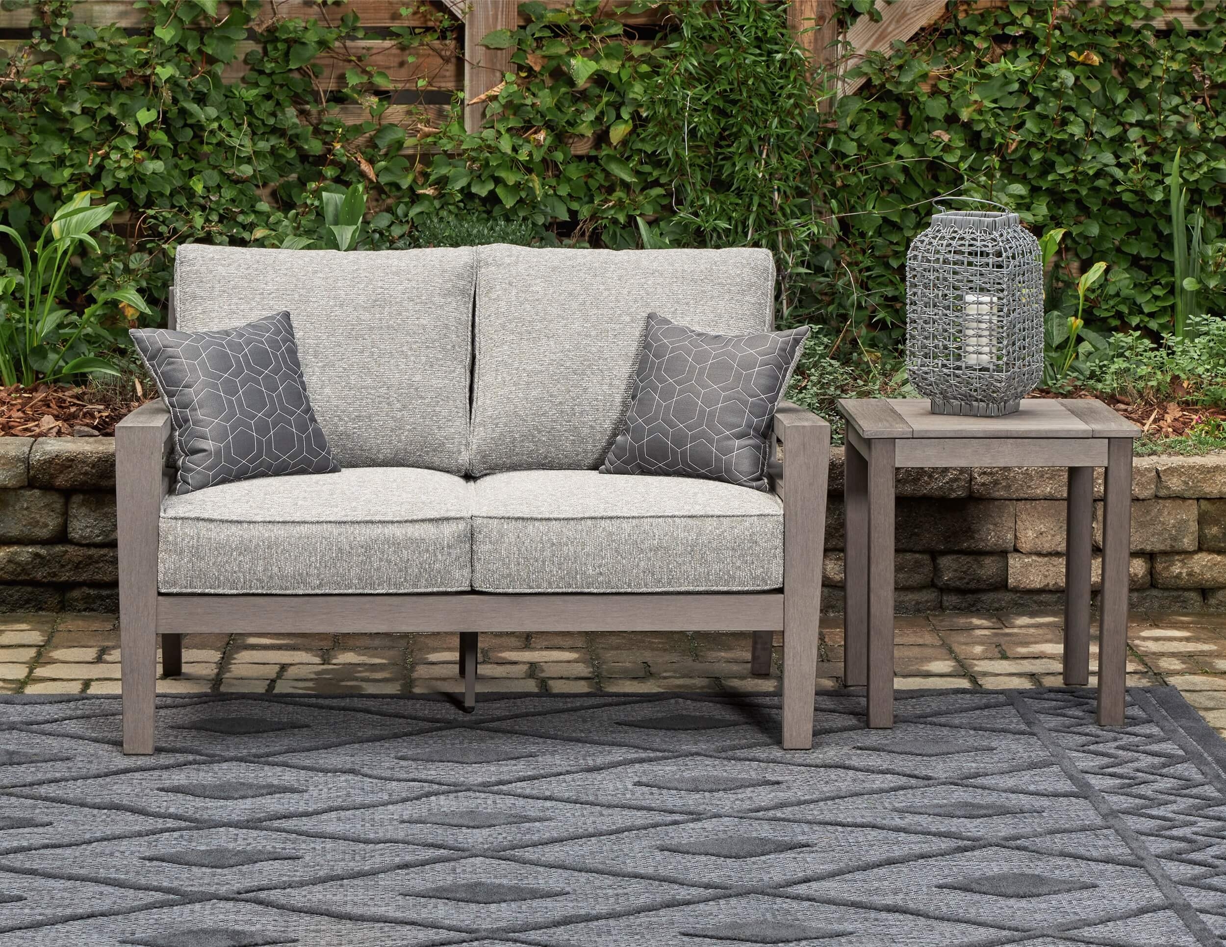 Hillside Barn Gray Brown Outdoor Loveseat Cushion