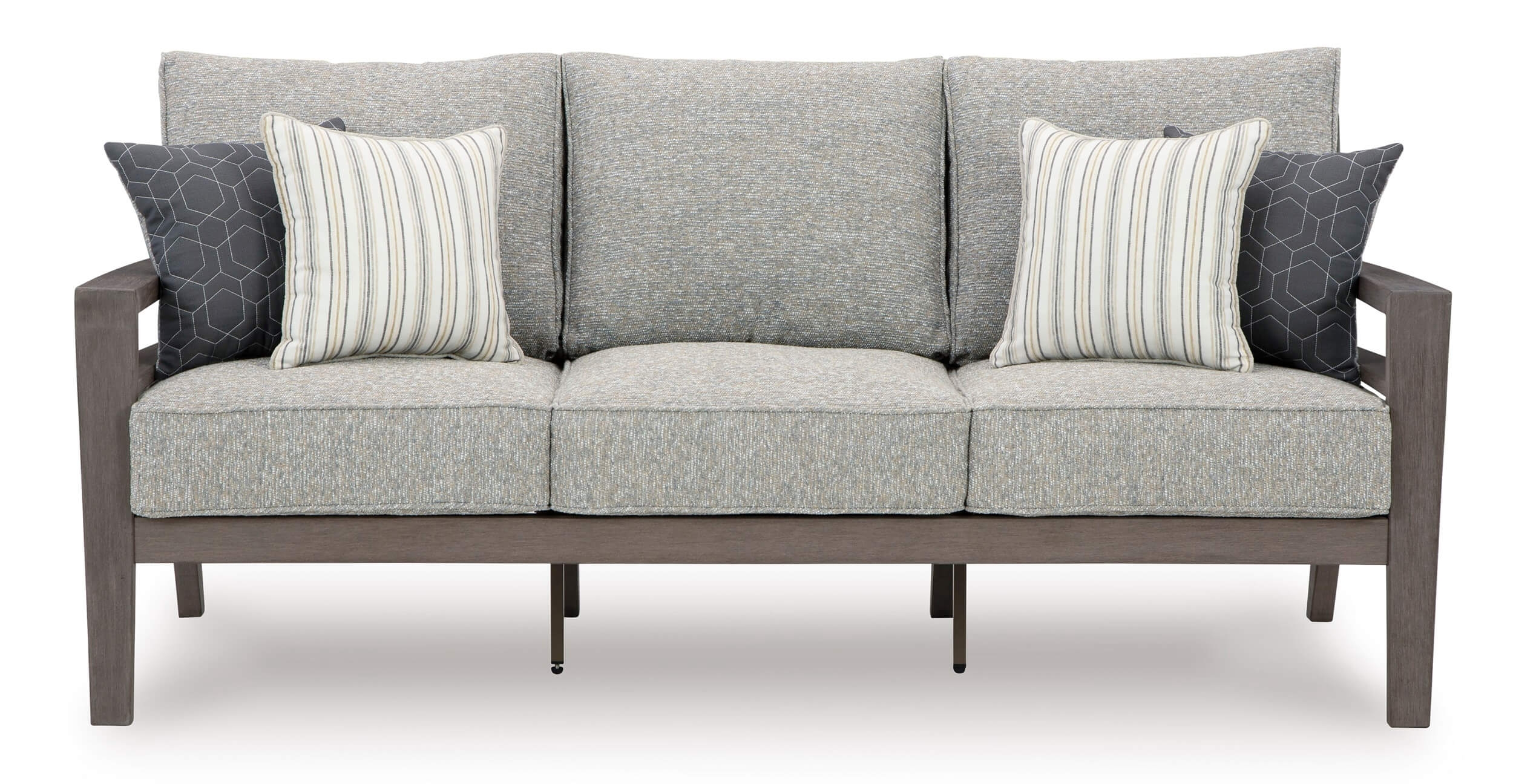 Hillside Barn Outdoor Nuvella Fabric/Weatherwood Sofa w/4 Pillows