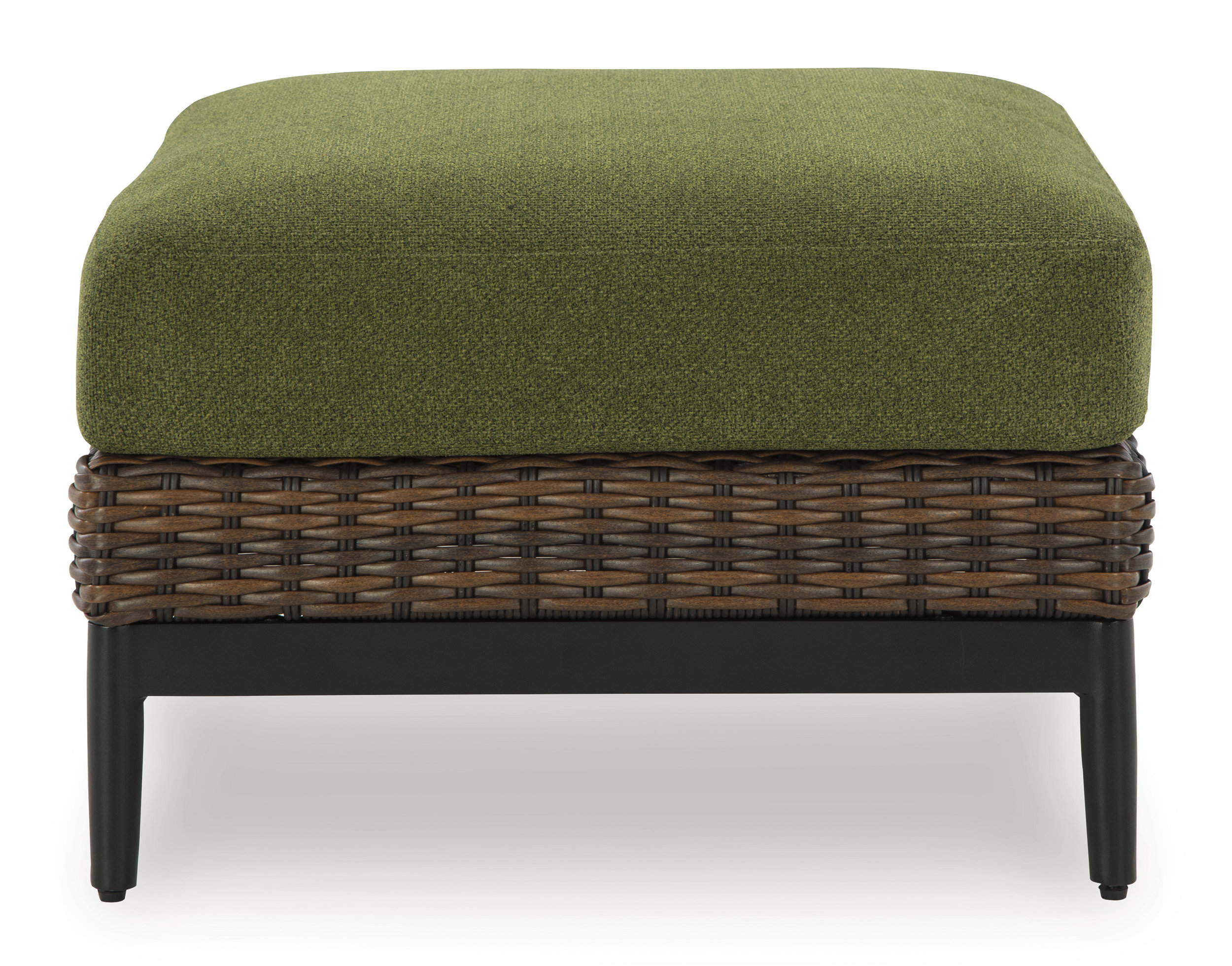 Horizon Hall Square Resin Wicker/Aluminum Ottoman with Cushion