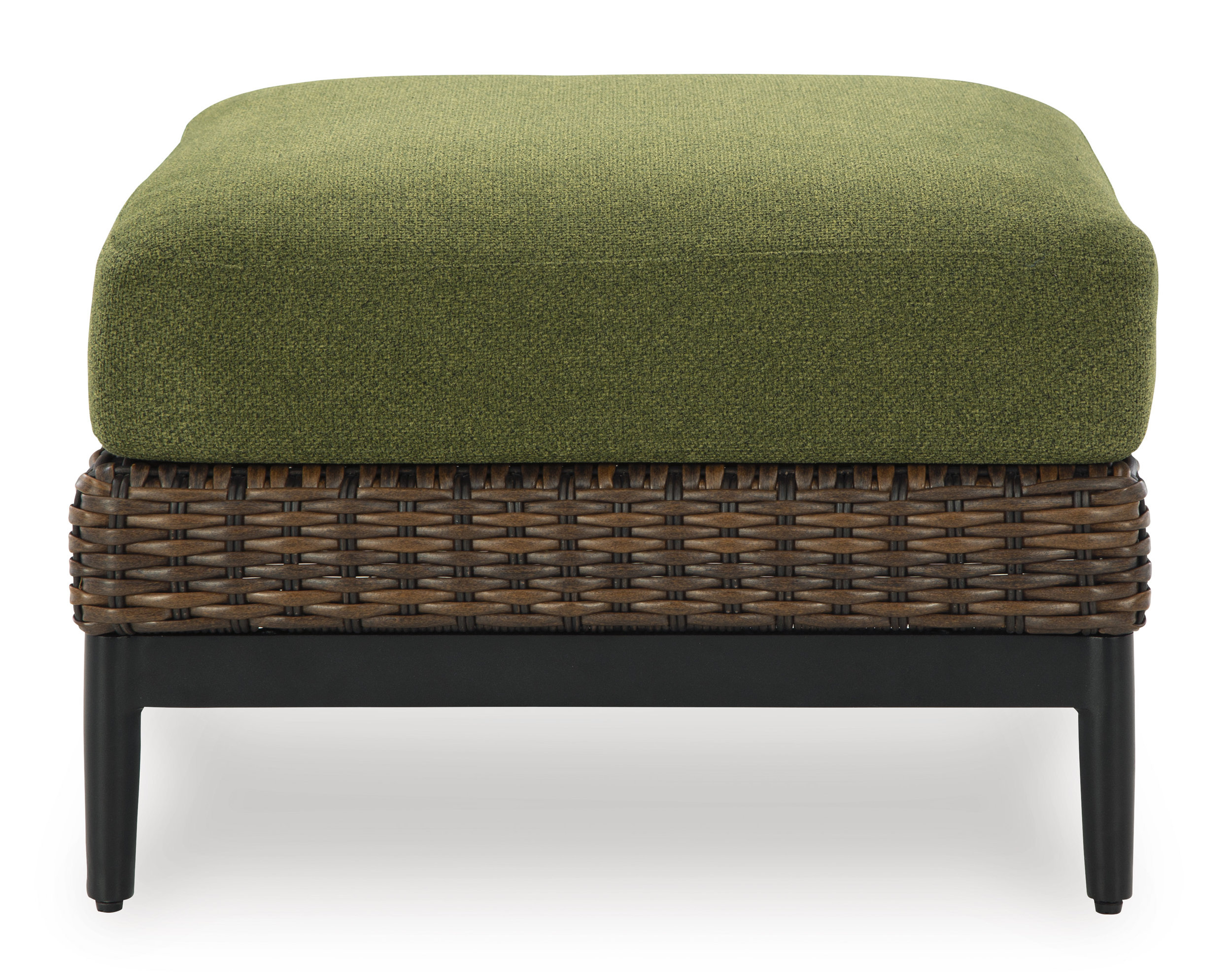Horizon Hall Square Resin Wicker/Aluminum Ottoman with Cushion