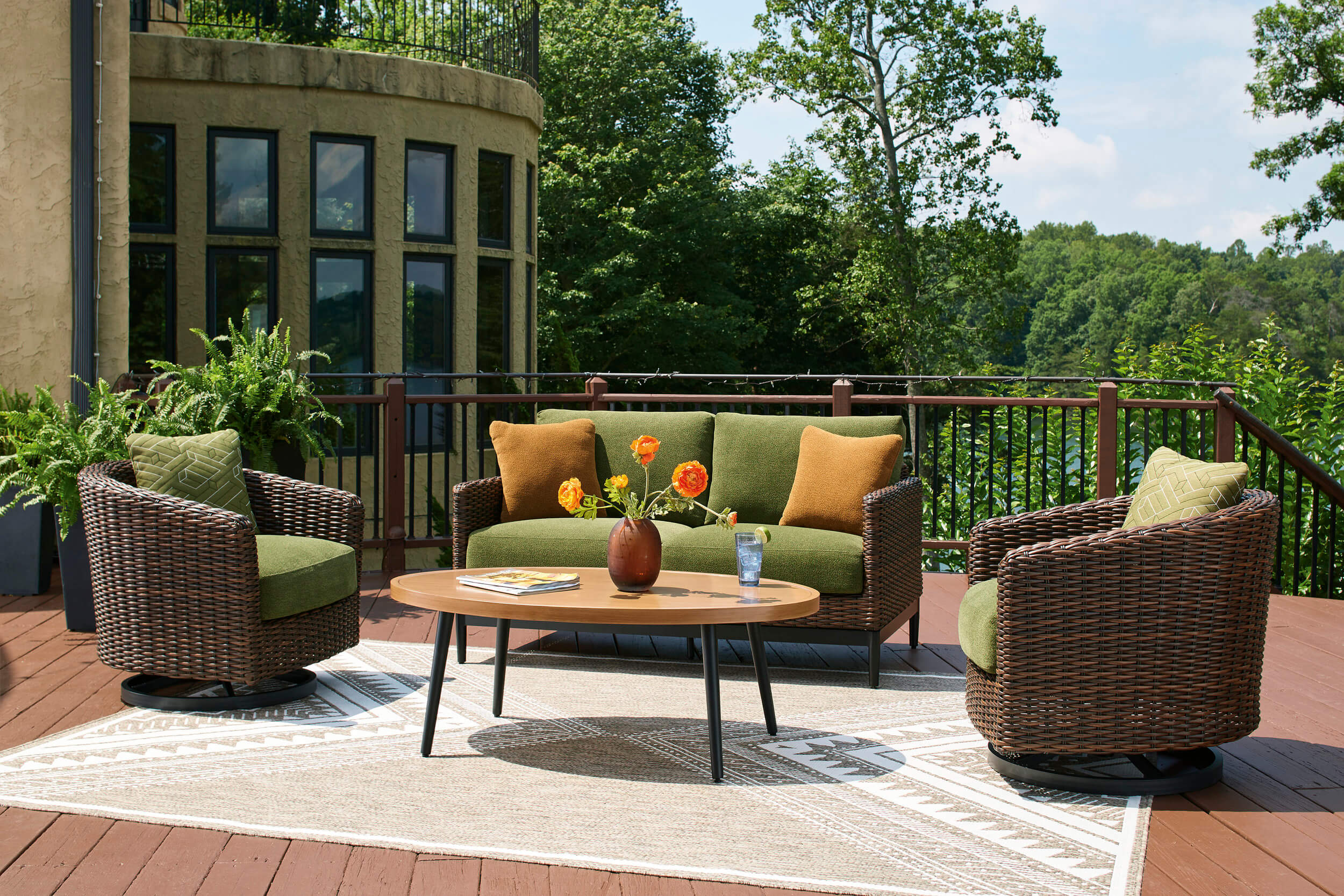 Horizon Hall Resin Wicker/Aluminum Loveseat with Cushion