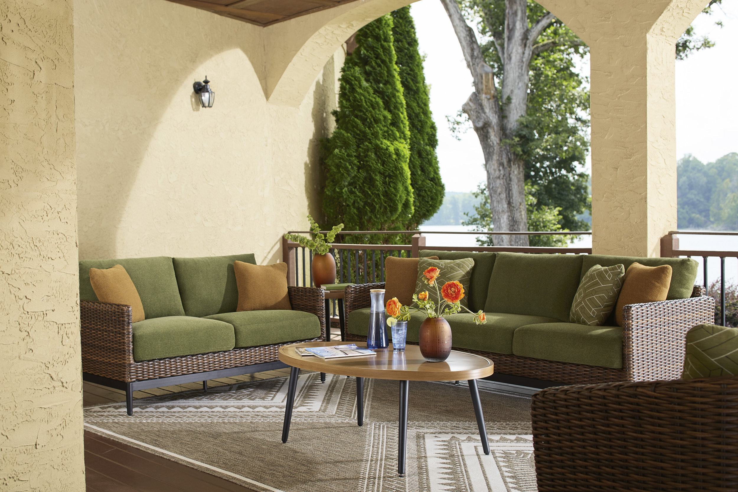 Horizon Hall Resin Wicker/Aluminum Loveseat with Cushion