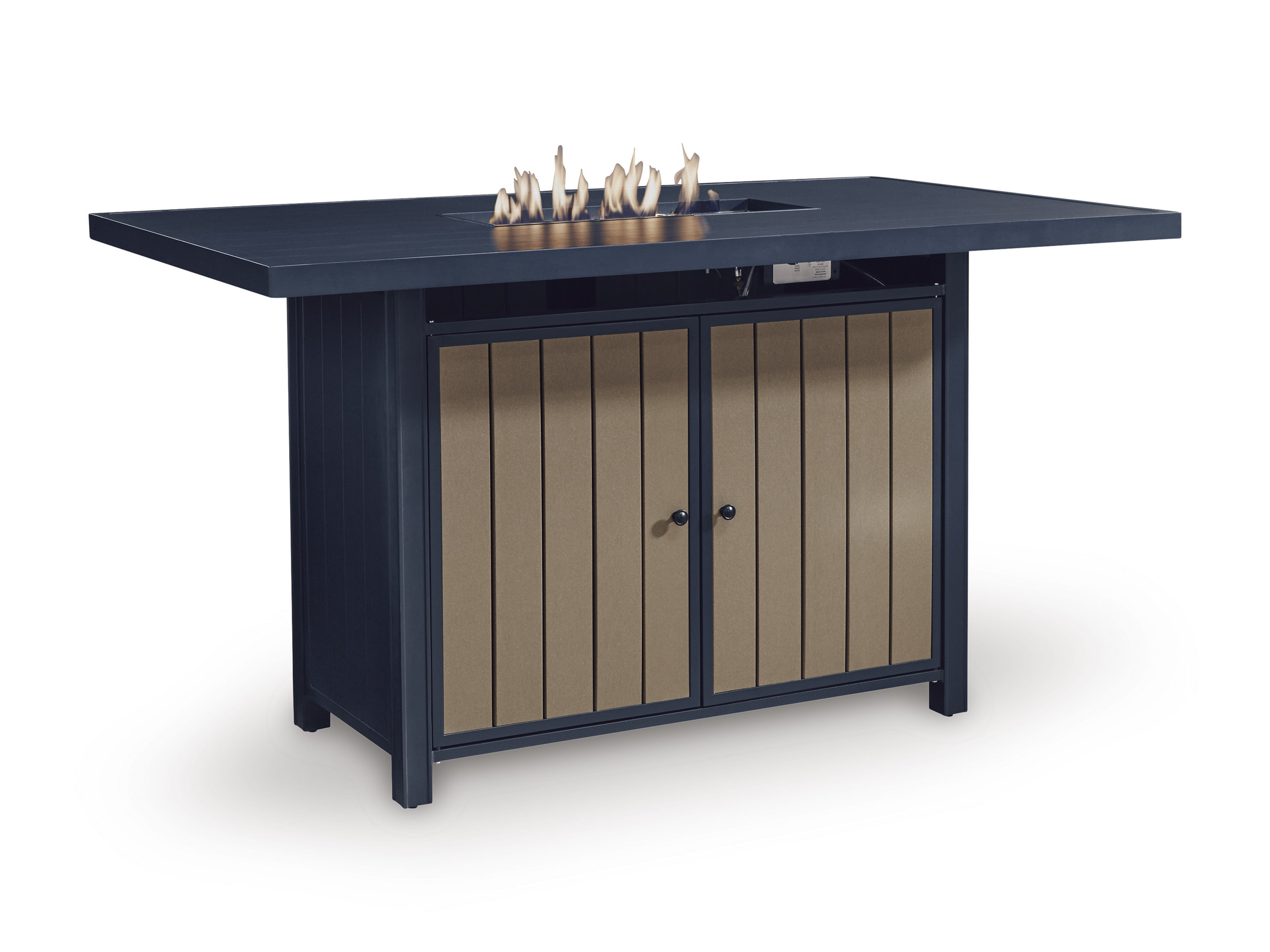 East Beach Rectangular Aluminum/Polyethylene Bar Table with Fire Pit & 2 Doors