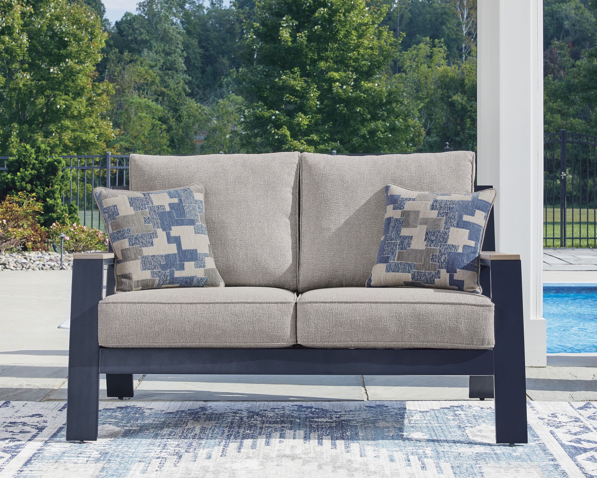 East Beach HDPE/Polyester Loveseat with Cushion