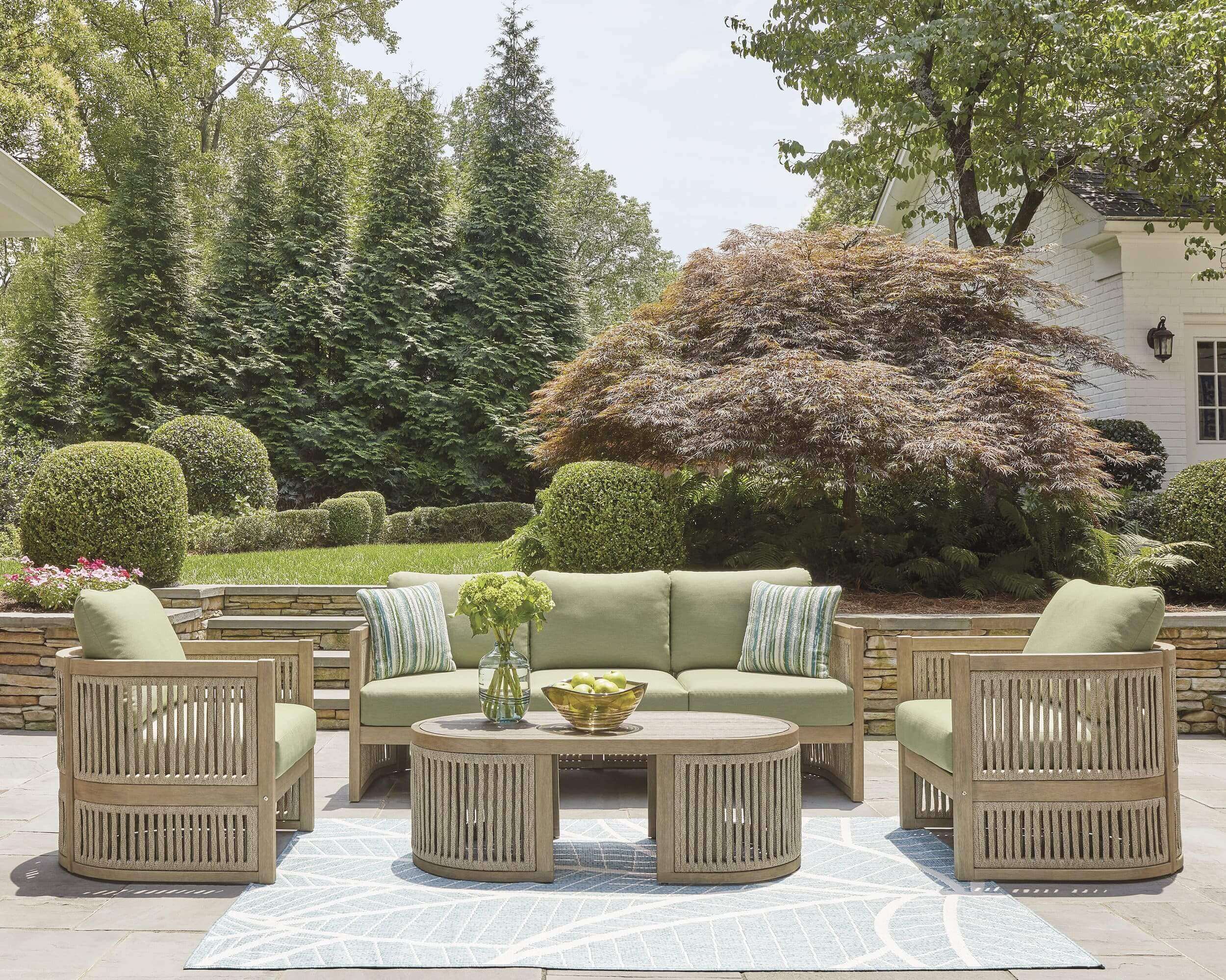Serena Shores Wood/Polyester Sofa with Cushion