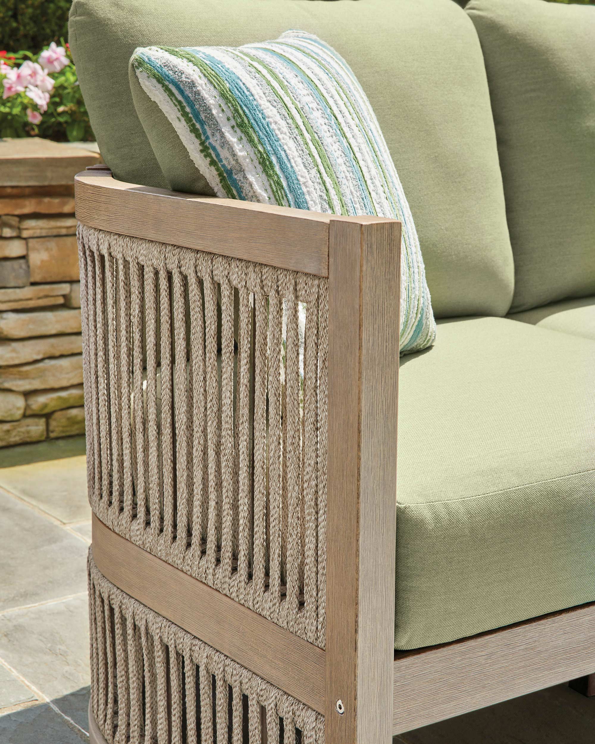 Serena Shores Wood/Polyester Sofa with Cushion