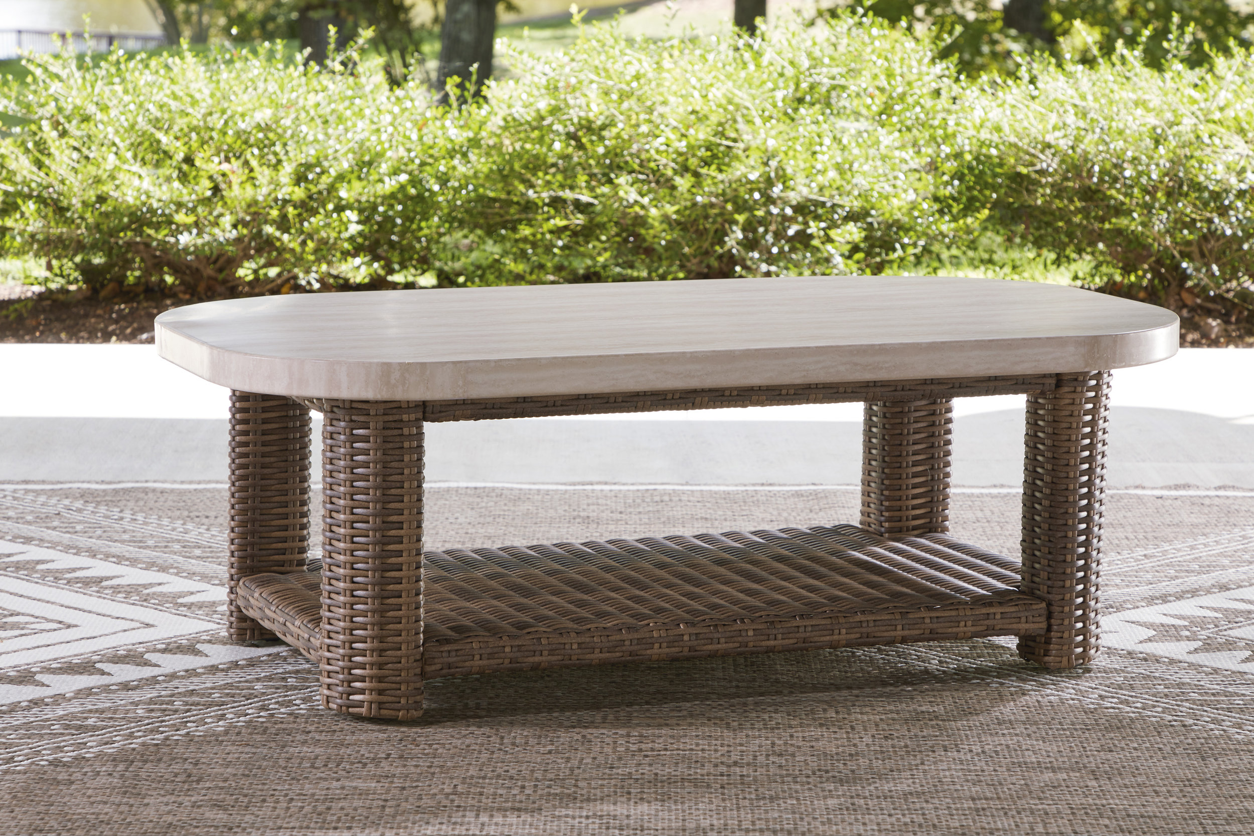Dolan Creek Rectangular Aluminum/Resin Wicker Cocktail Table