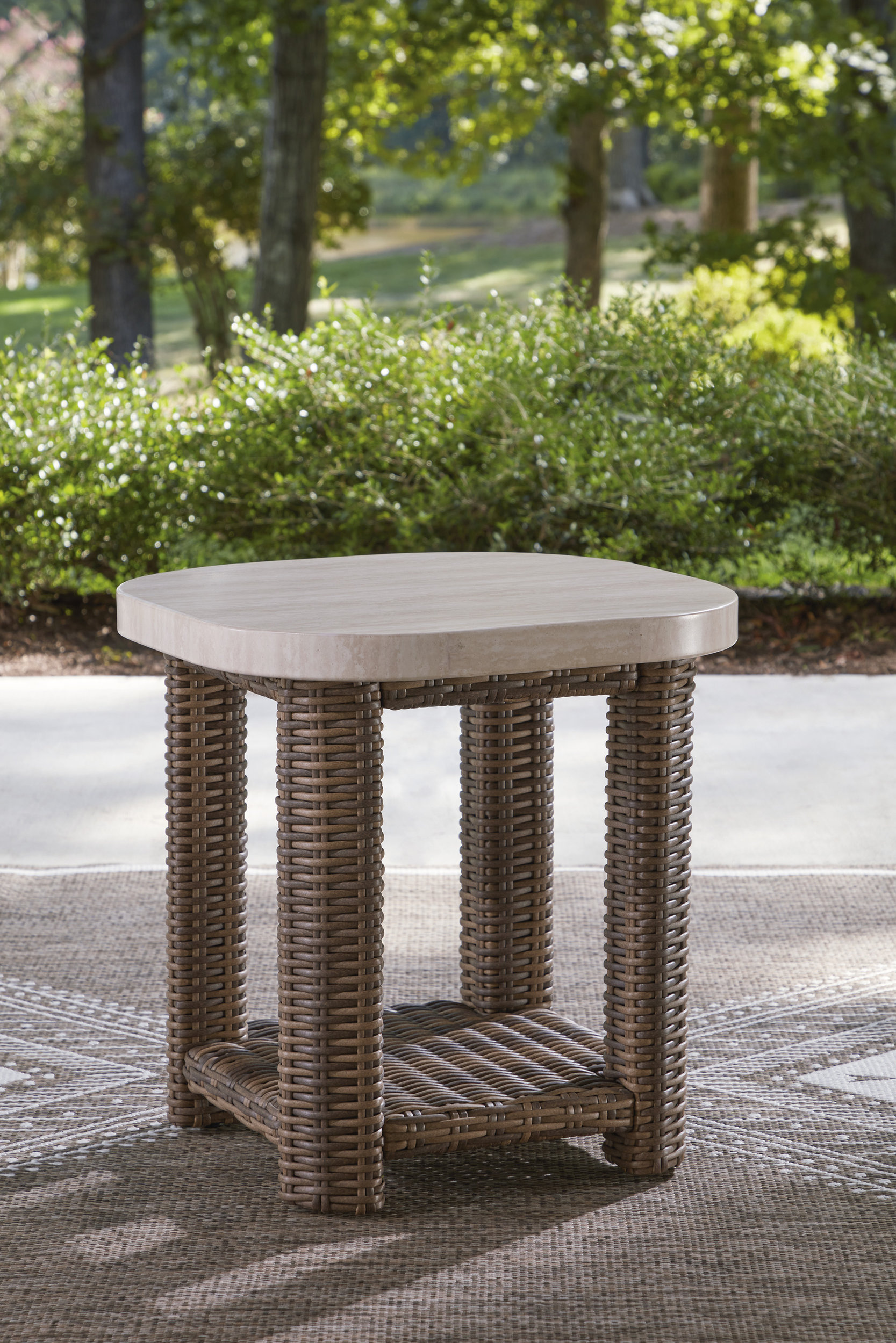 Dolan Creek Square Aluminum/Resin Wicker End Table