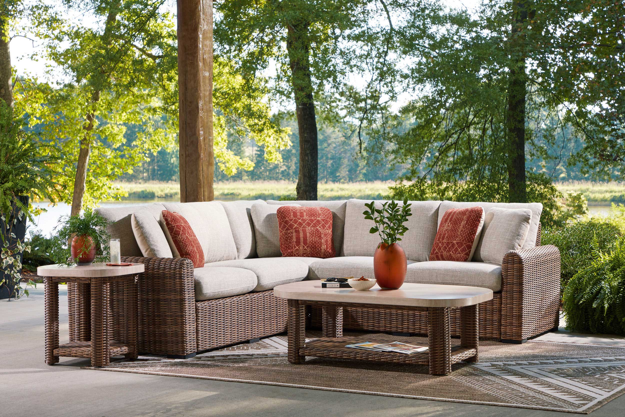 Dolan Creek L-Shaped Resin Wicker 3-Piece Outdoor Sectional