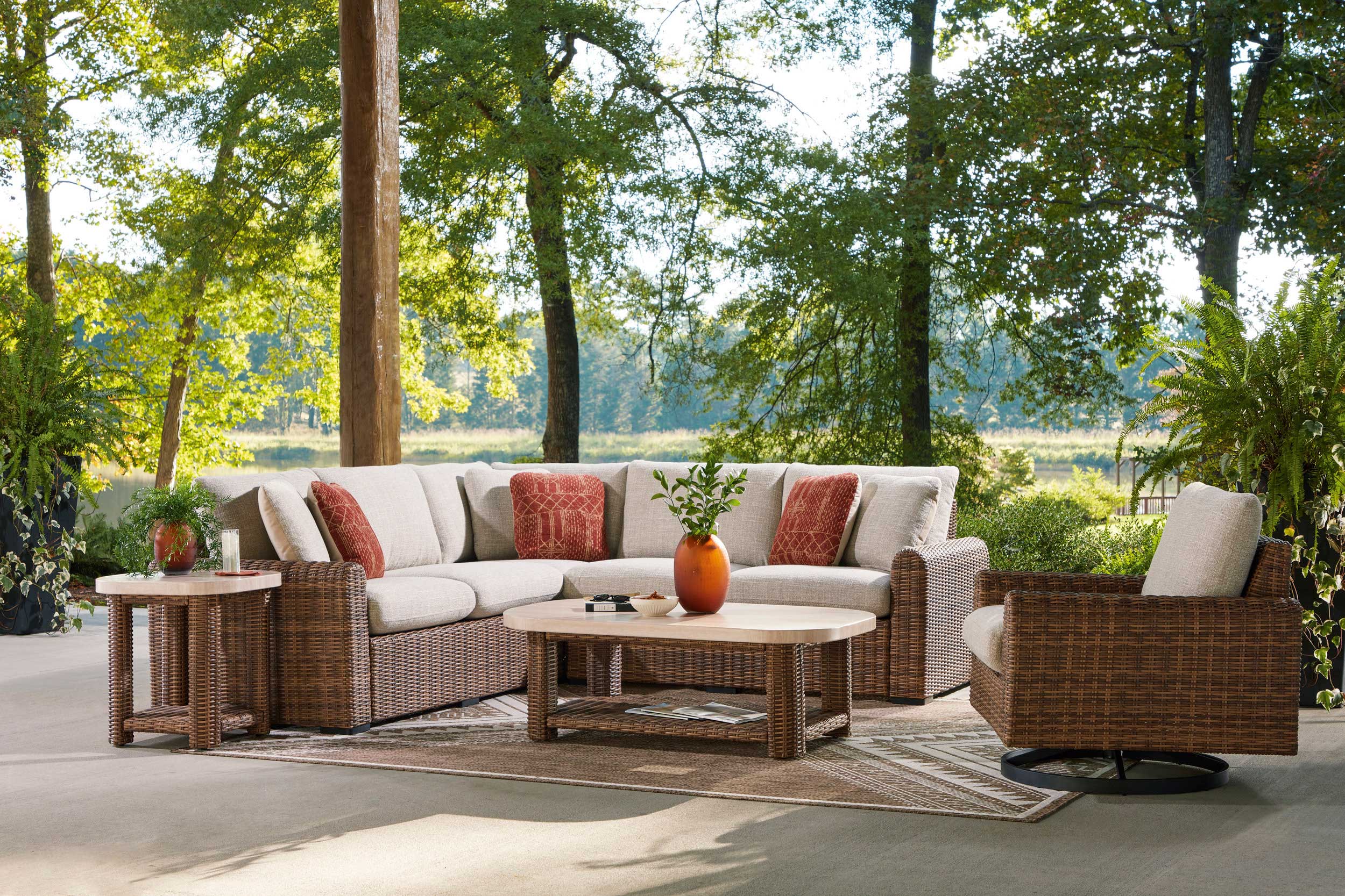 Dolan Creek L-Shaped Resin Wicker 3-Piece Outdoor Sectional
