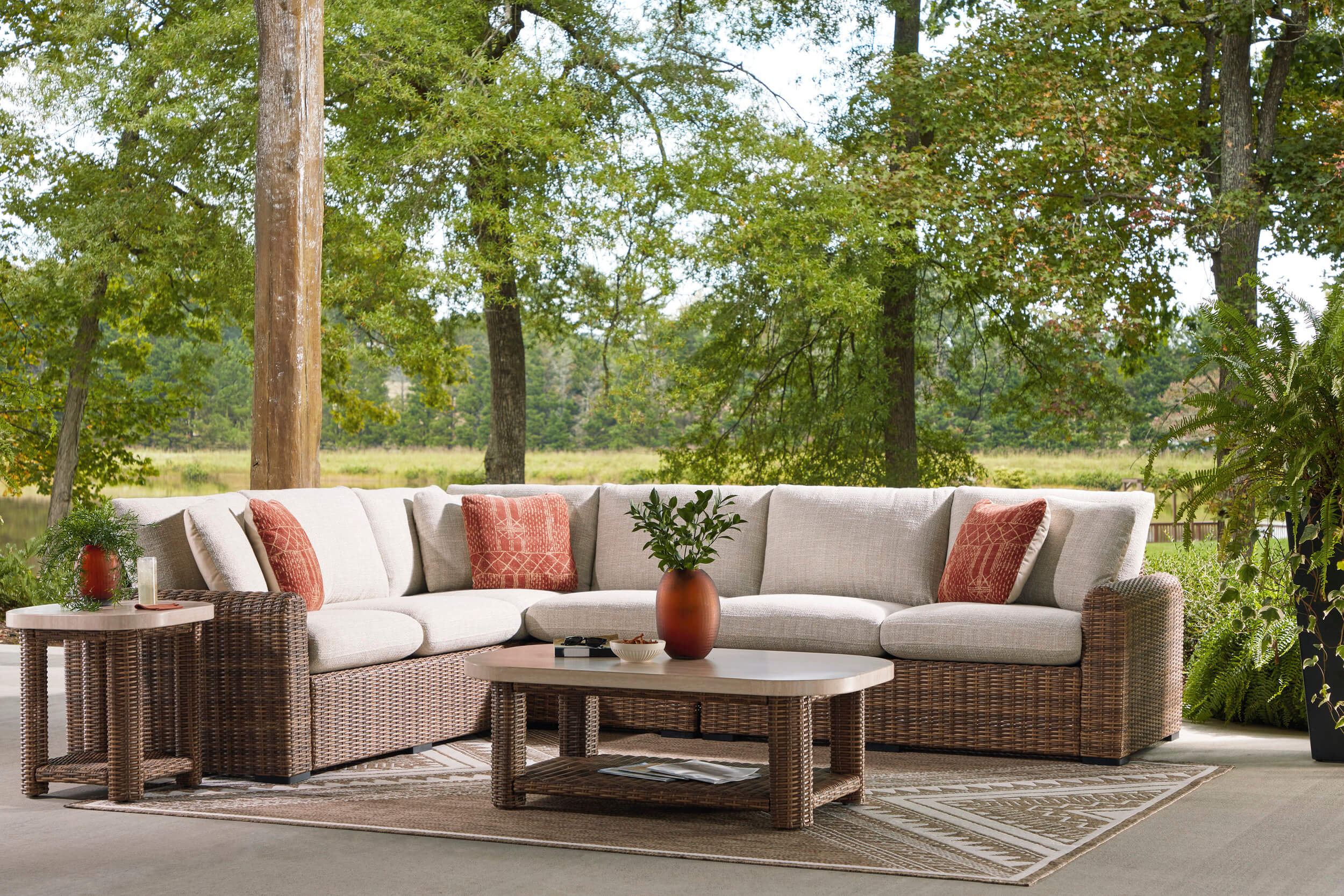 Dolan Creek L-Shaped Resin Wicker 4-Piece Outdoor Sectional