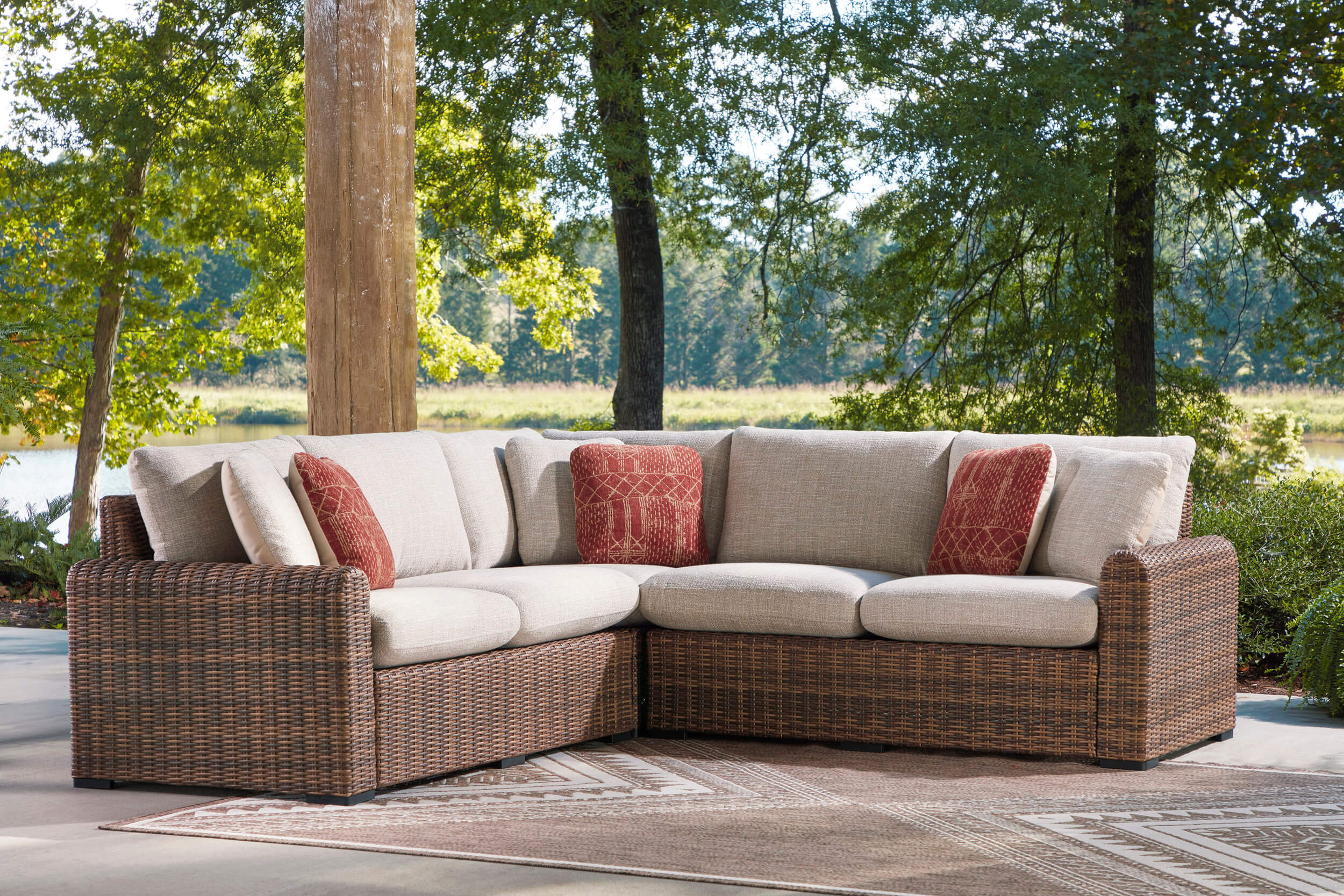 Dolan Creek L-Shaped Resin Wicker 3-Piece Outdoor Sectional
