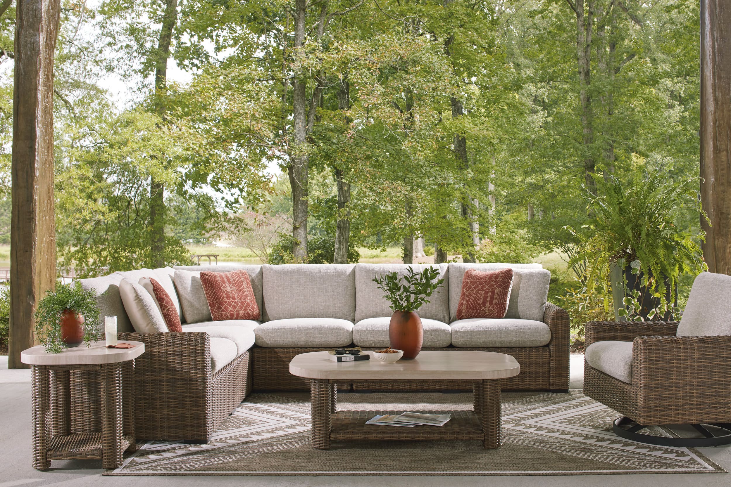 Dolan Creek L-Shaped Resin Wicker 4-Piece Outdoor Sectional
