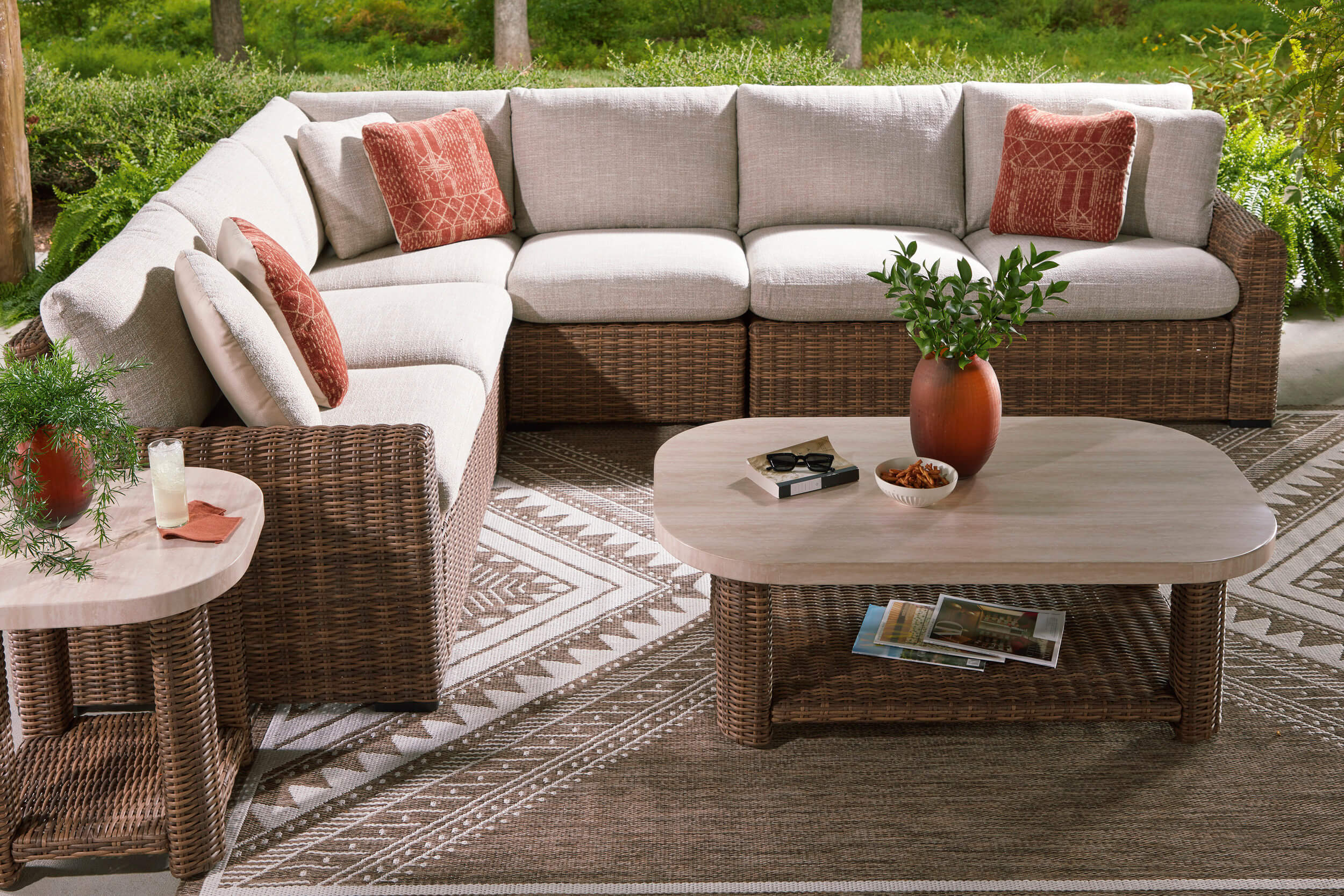 Dolan Creek L-Shaped Resin Wicker 4-Piece Outdoor Sectional