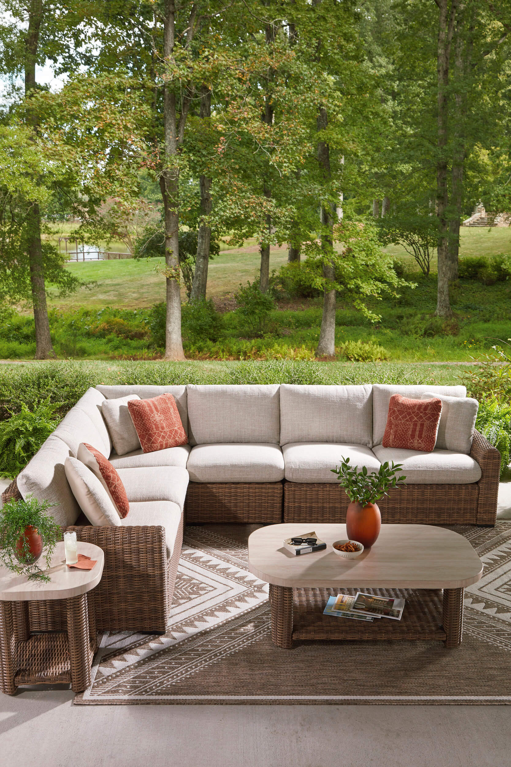 Dolan Creek L-Shaped Resin Wicker 4-Piece Outdoor Sectional