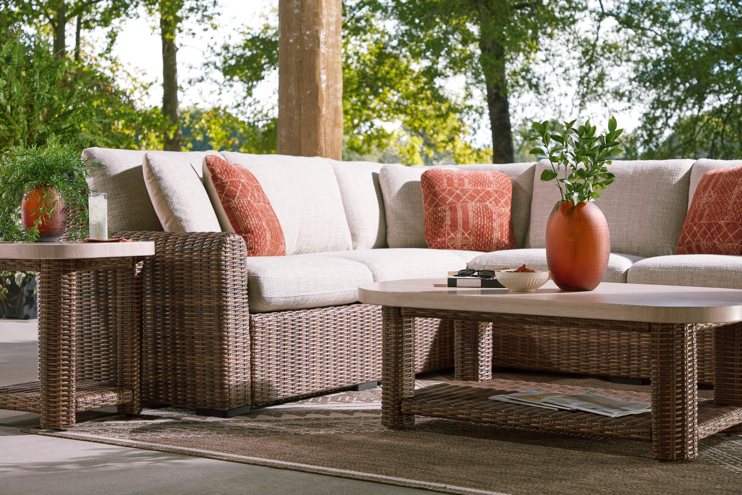 Dolan Creek L-Shaped Resin Wicker 3-Piece Outdoor Sectional