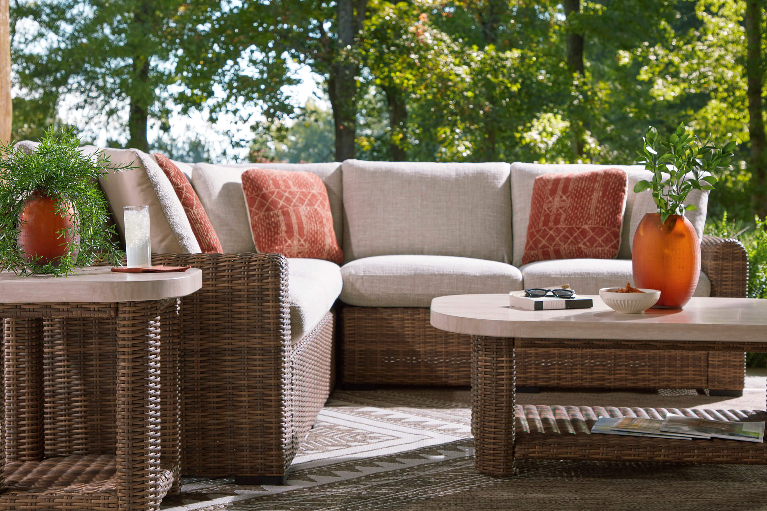 Dolan Creek L-Shaped Resin Wicker 3-Piece Outdoor Sectional