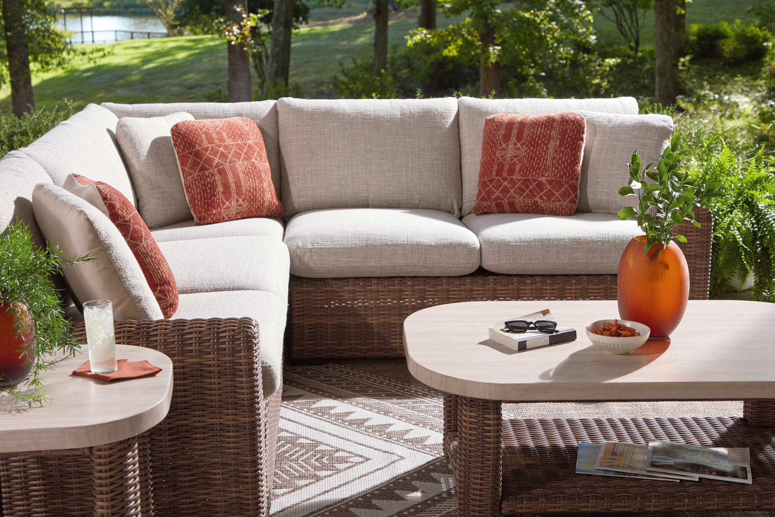 Dolan Creek L-Shaped Resin Wicker 3-Piece Outdoor Sectional
