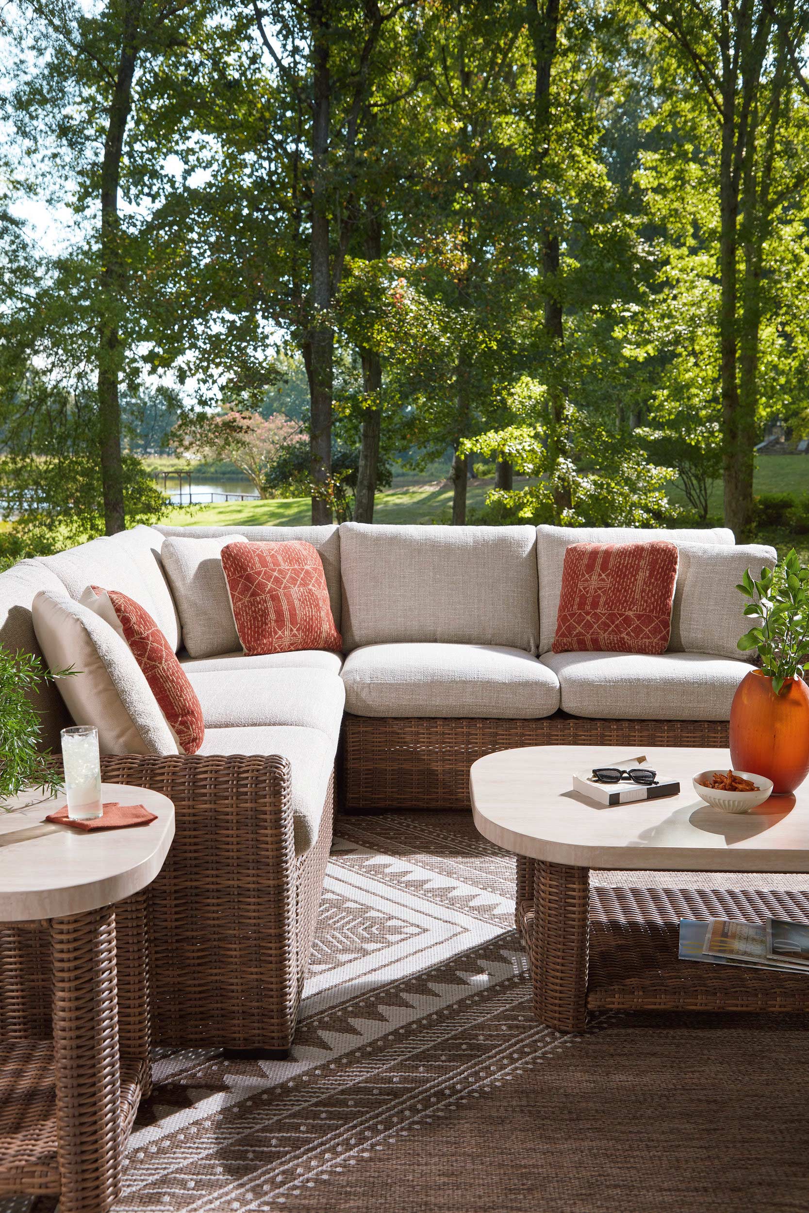 Dolan Creek L-Shaped Resin Wicker 3-Piece Outdoor Sectional