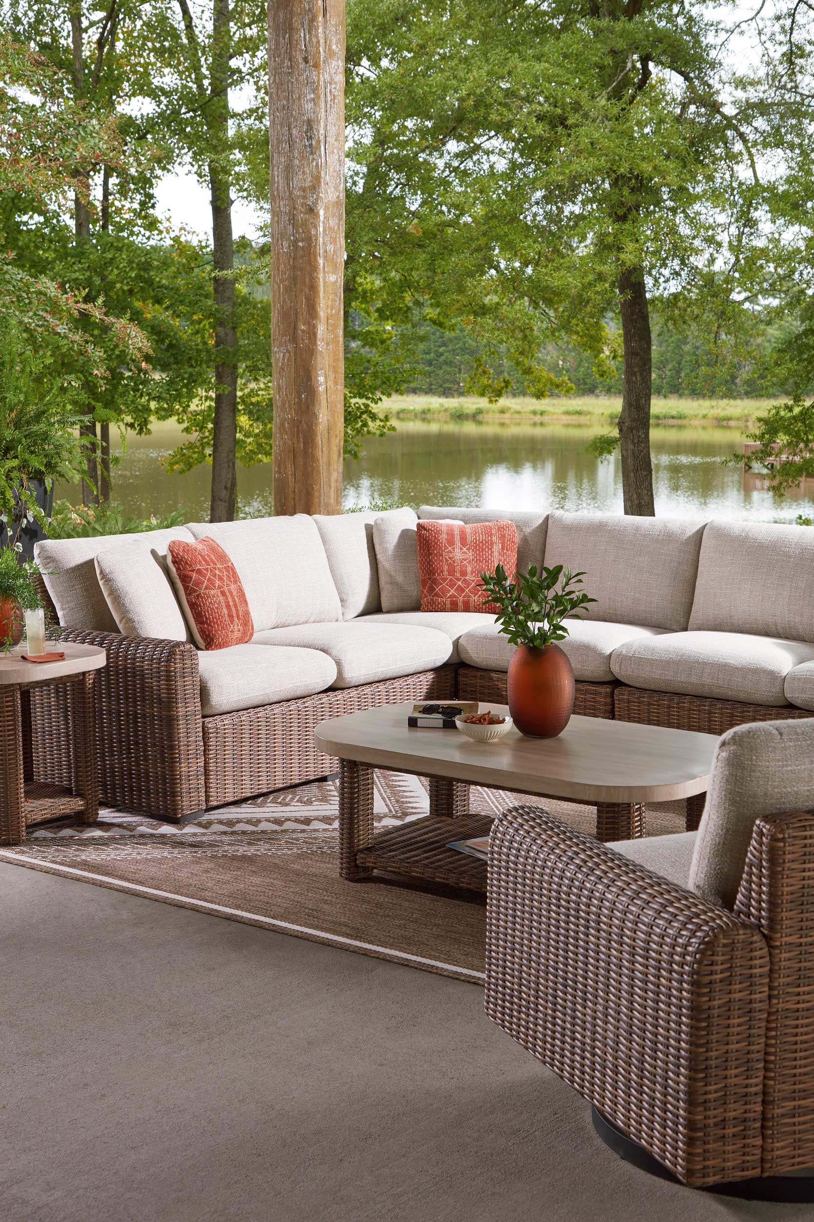 Dolan Creek L-Shaped Resin Wicker 4-Piece Outdoor Sectional