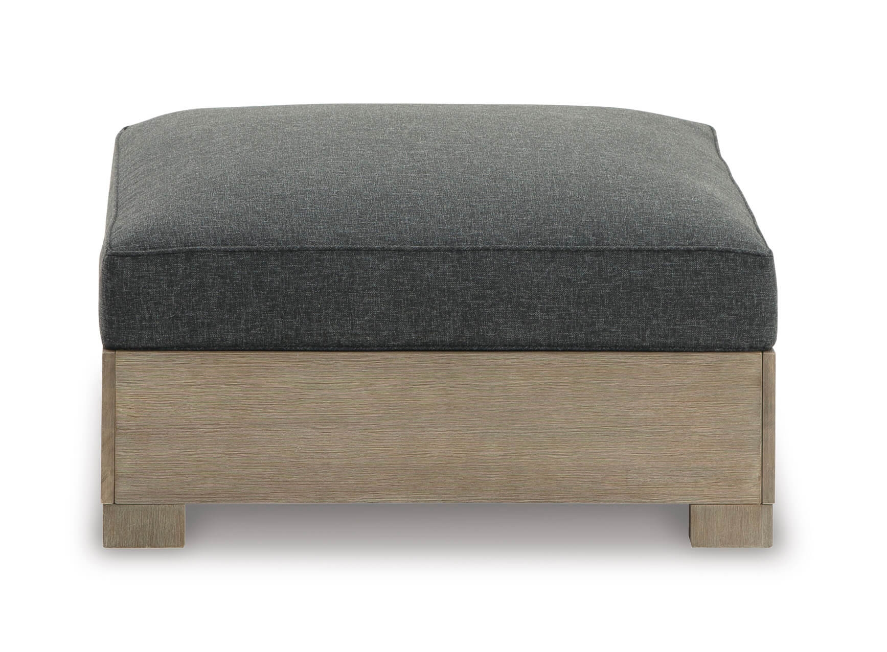 Citrine Park Outdoor Nuvella Fabric/Eucalyptus Wood Ottoman w/Cushion