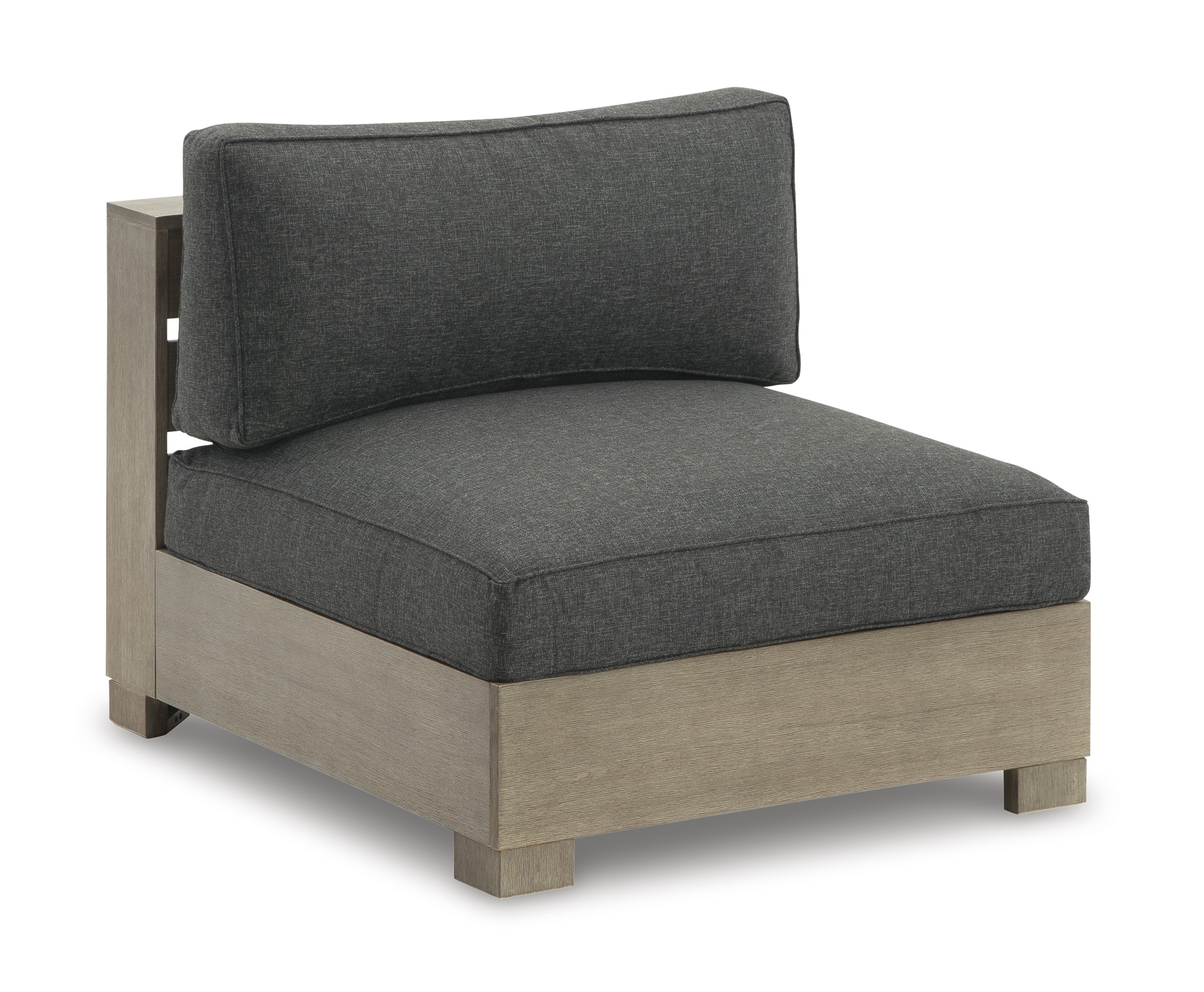 Citrine Park Outdoor Nuvella Fabric/Eucalyptus Wood Armless Chair w/Cushion