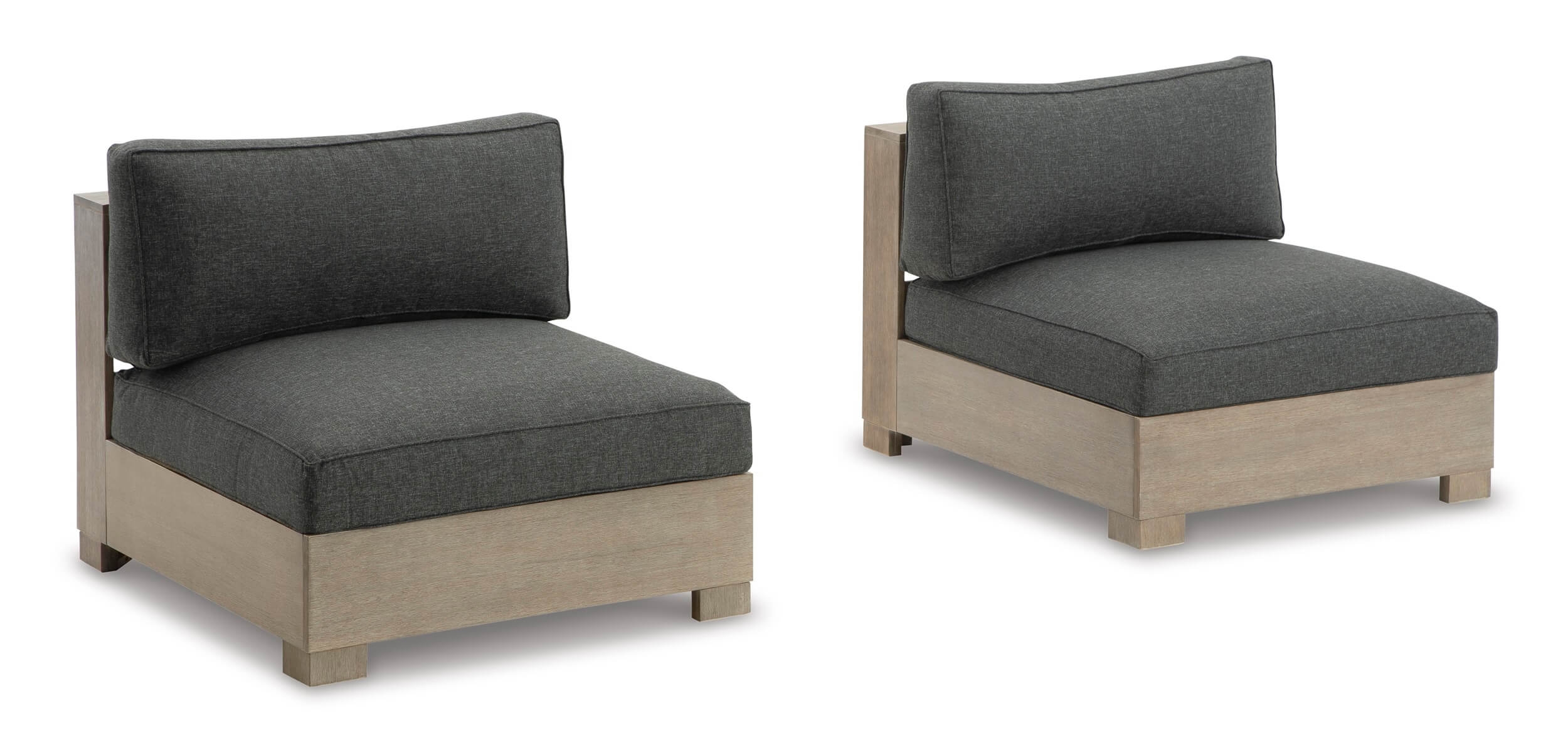 Citrine Park Outdoor Nuvella Fabric/Eucalyptus Wood Armless Chair w/Cushion