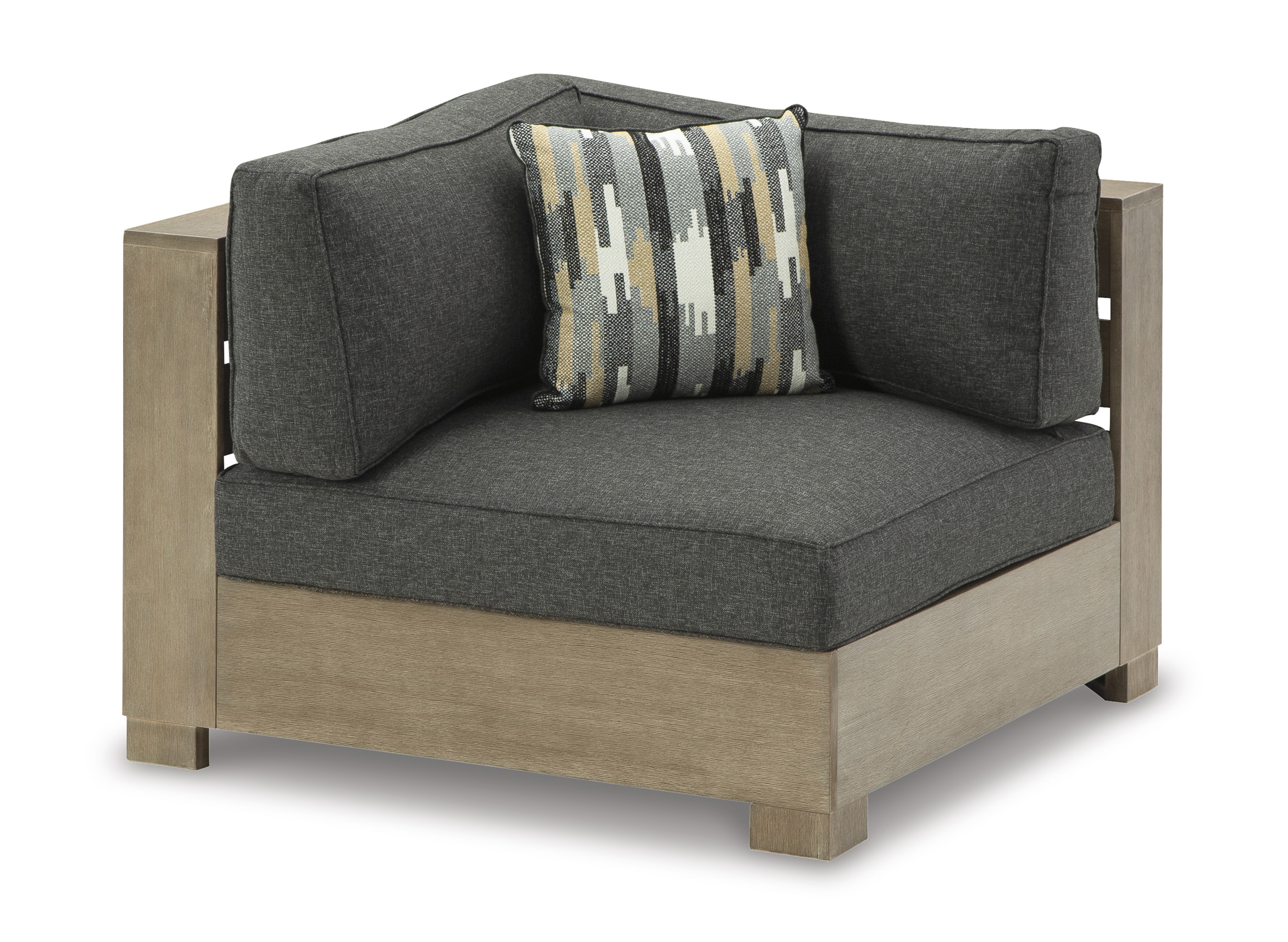 Citrine Park Outdoor Nuvella Fabric/Eucalyptus Wood Chair w/Cushion, Left-Arm Facing