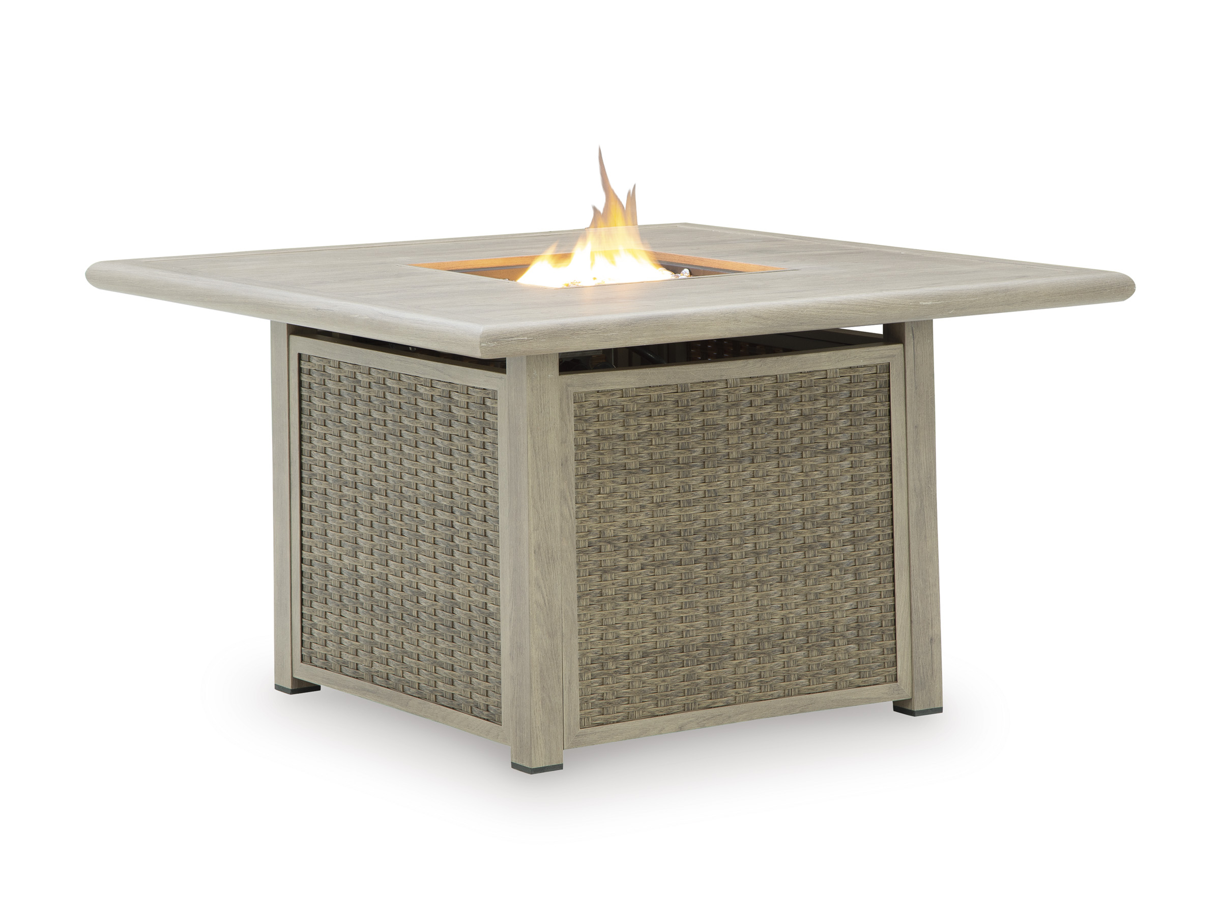 Cliff Trails Square Aluminum/Resin Wicker Fire Pit Table