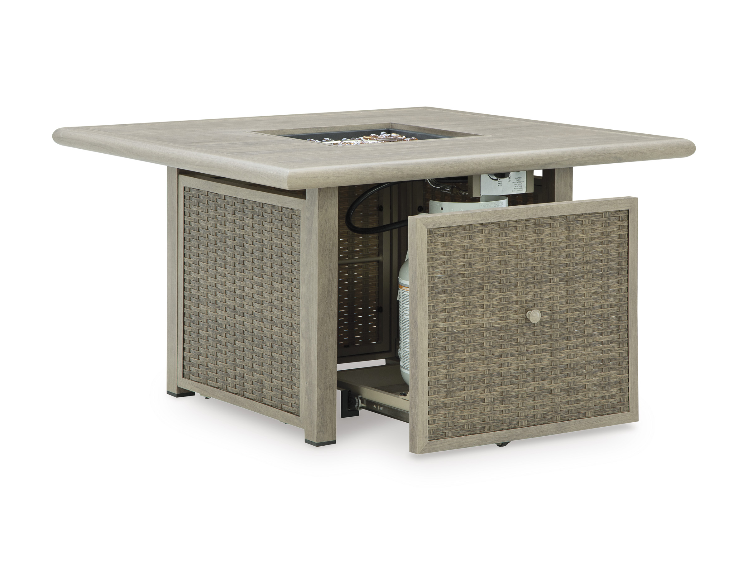 Cliff Trails Square Aluminum/Resin Wicker Fire Pit Table