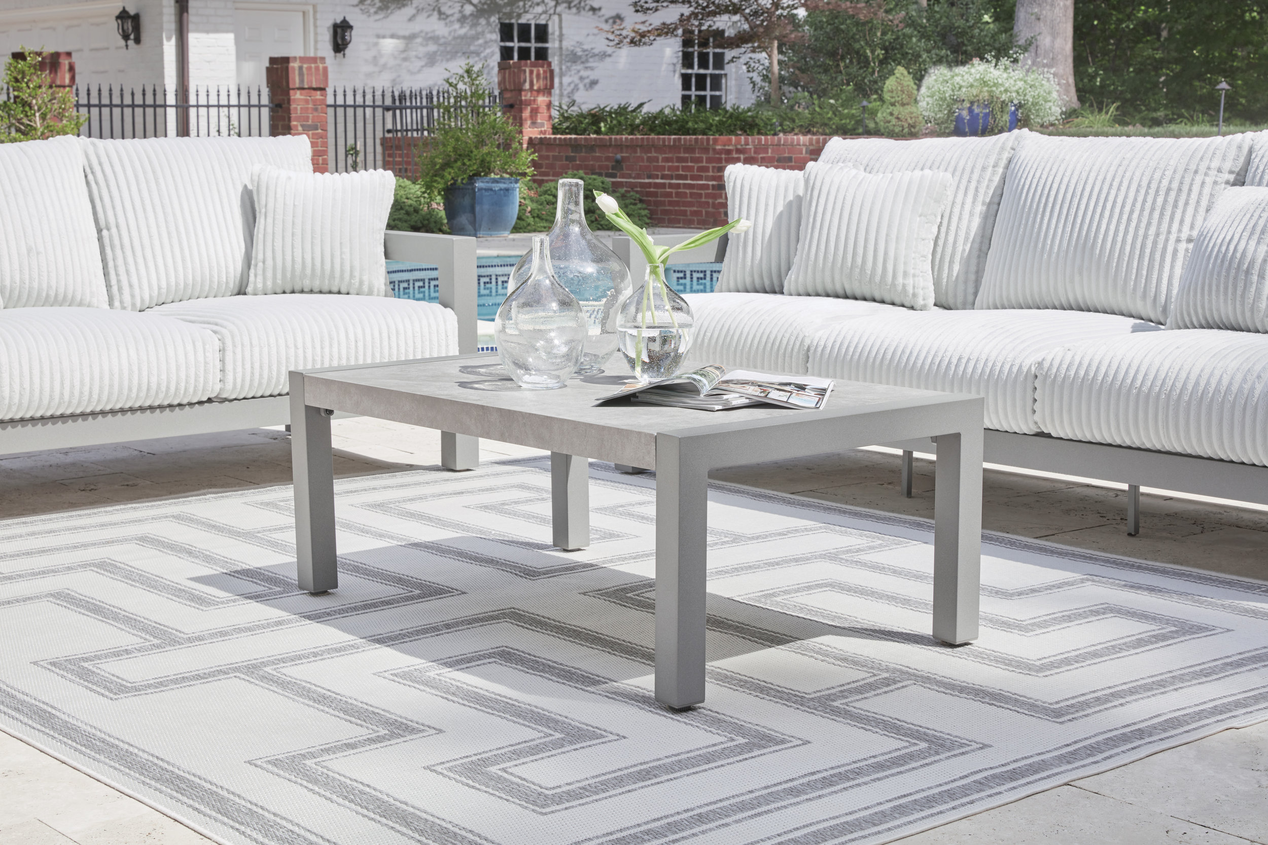 Hurley Park Rectangular Aluminum/Faux Stone Cocktail Table