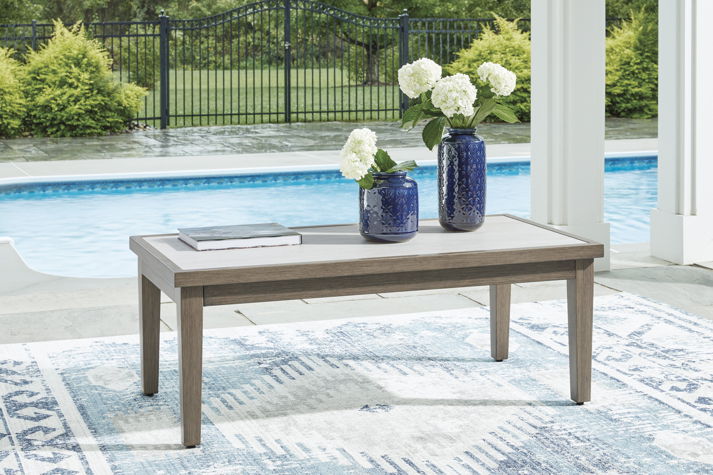 Rainier Ranch Rectangular Aluminum/Faux Stone Cocktail Table