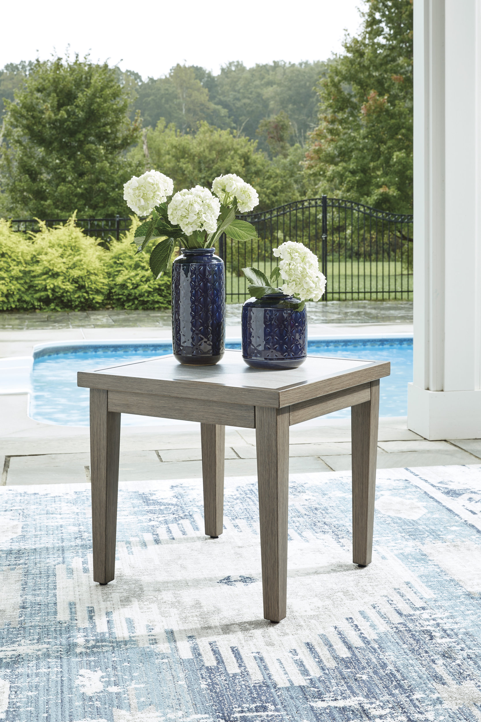 Rainier Ranch Square Aluminum/Faux Stone End Table