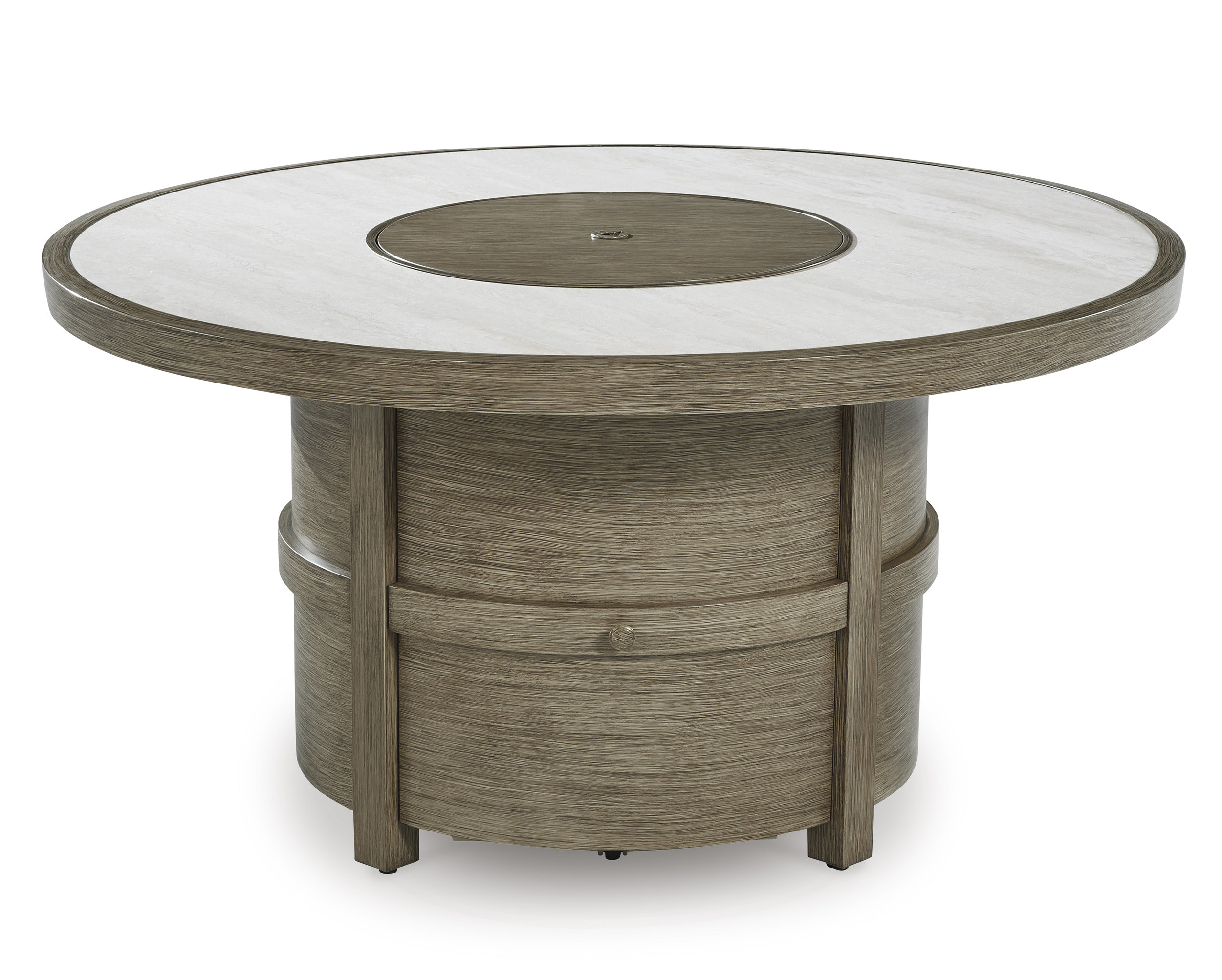 Rainier Ranch Round Faux Stone/Aluminum Fire Pit Table