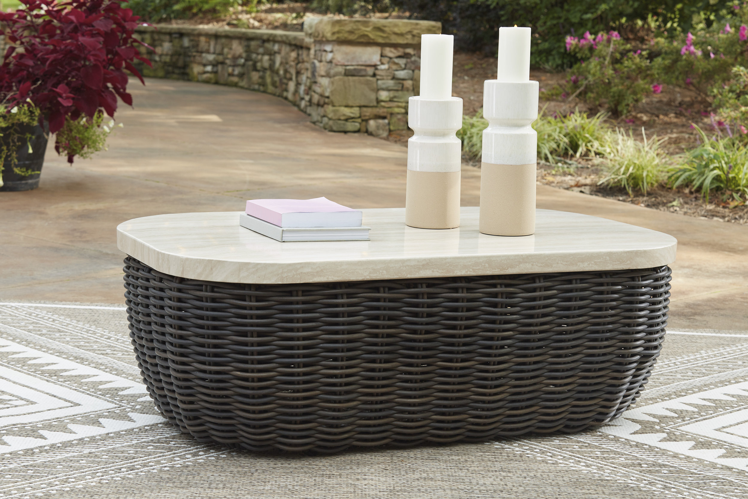 Kimora Rectangular Aluminum/Resin Wicker Cocktail Table
