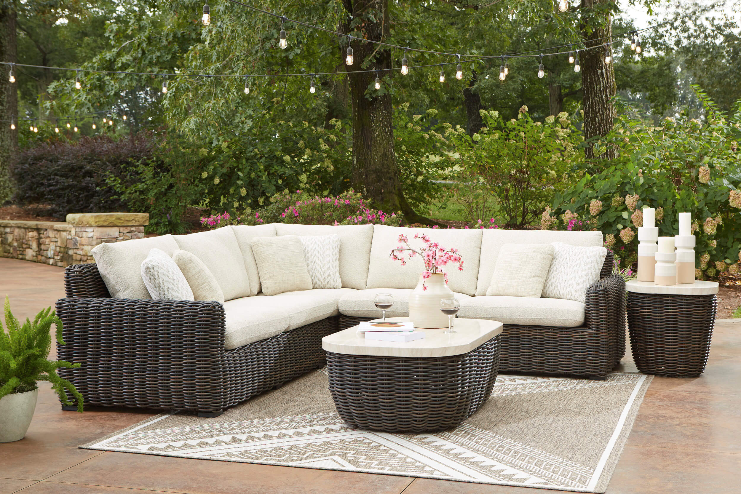 Kimora L-Shaped Resin Wicker/Aluminum 3-Piece Outdoor Sectional