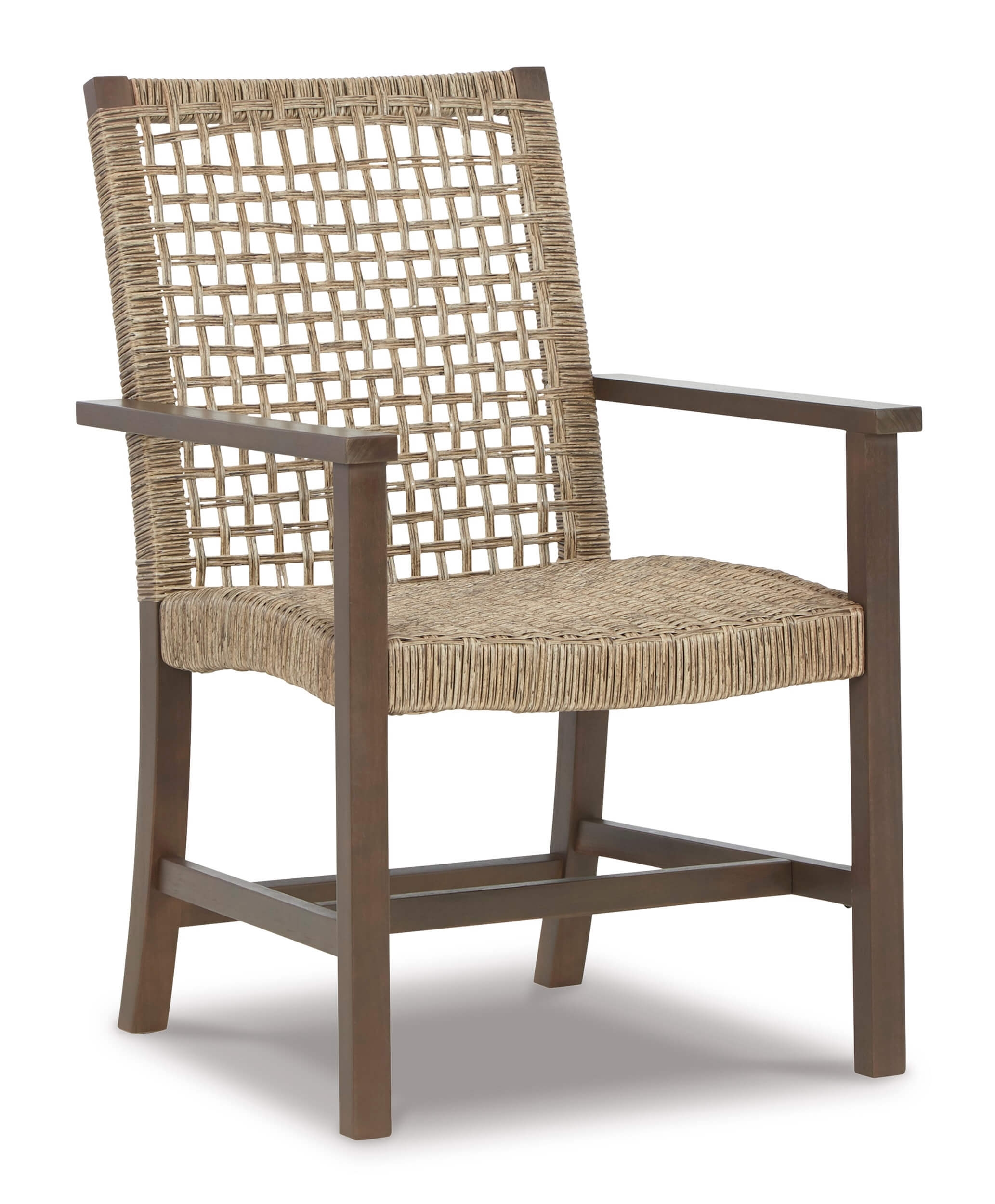 Germalia Outdoor Resin Wicker/Eucalyptus Wood Arm Chair