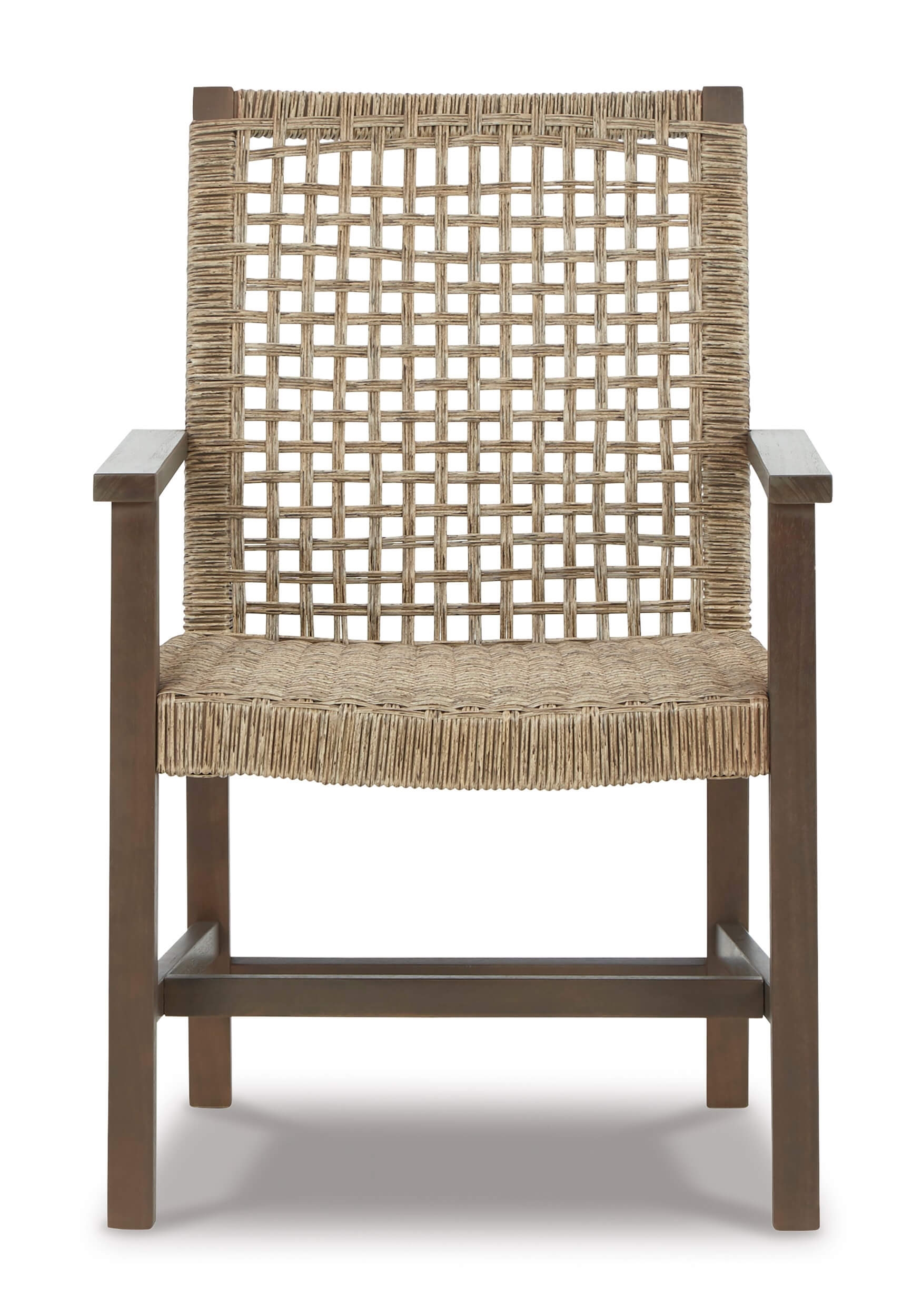 Germalia Outdoor Resin Wicker/Eucalyptus Wood Arm Chair